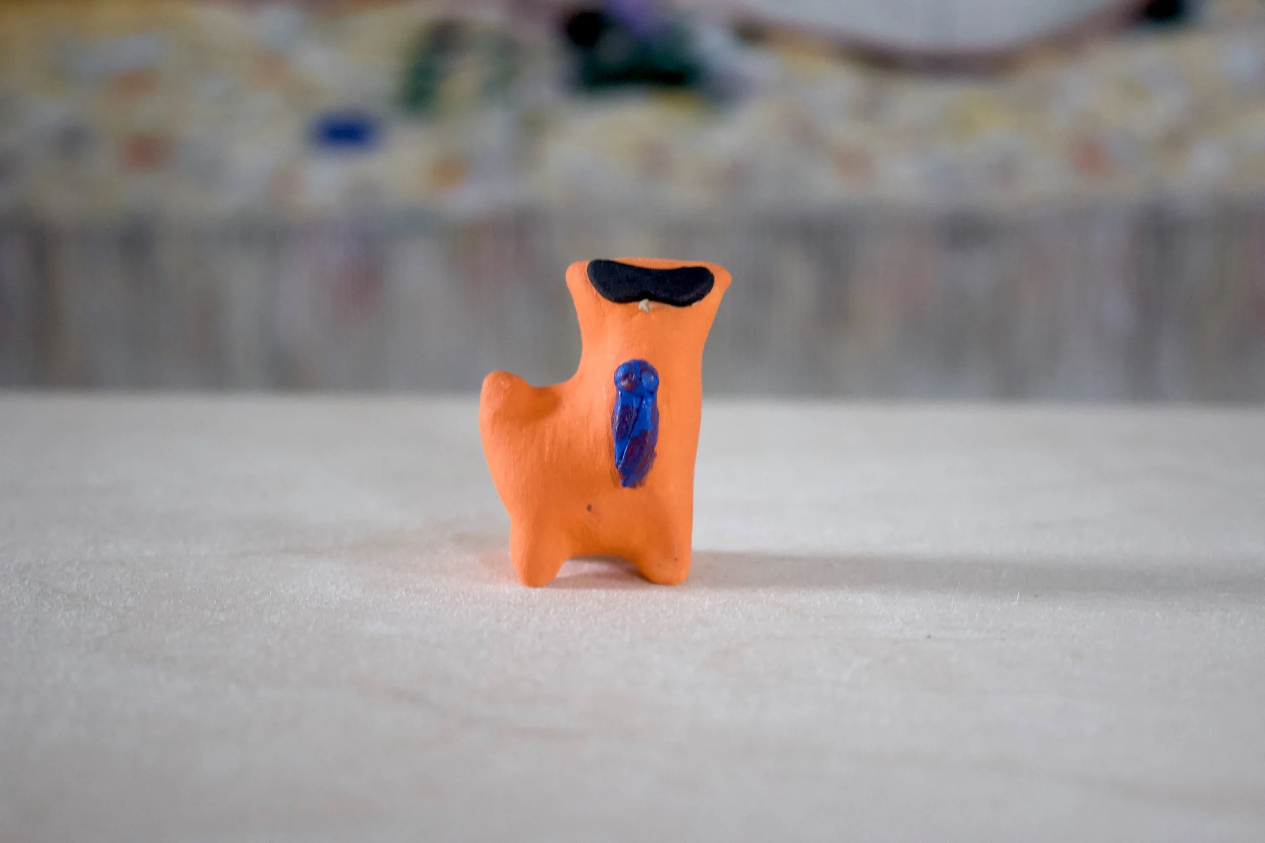 Orange Business Cat with Glasses and Tie - Cat Sculpture with Food Bowl