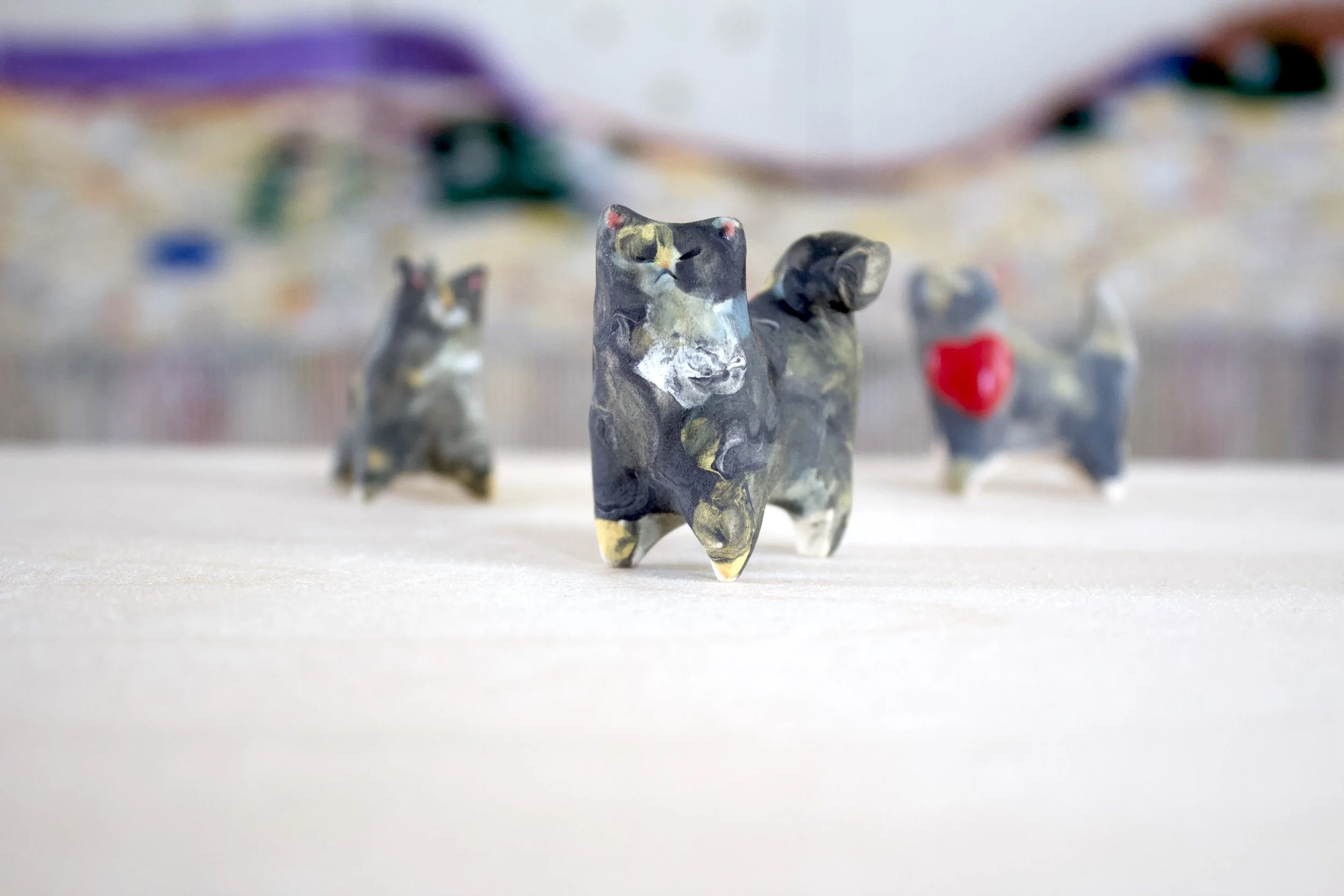 Dilute Cat No. B - Classic Cat Sculpture with Food Bowl
