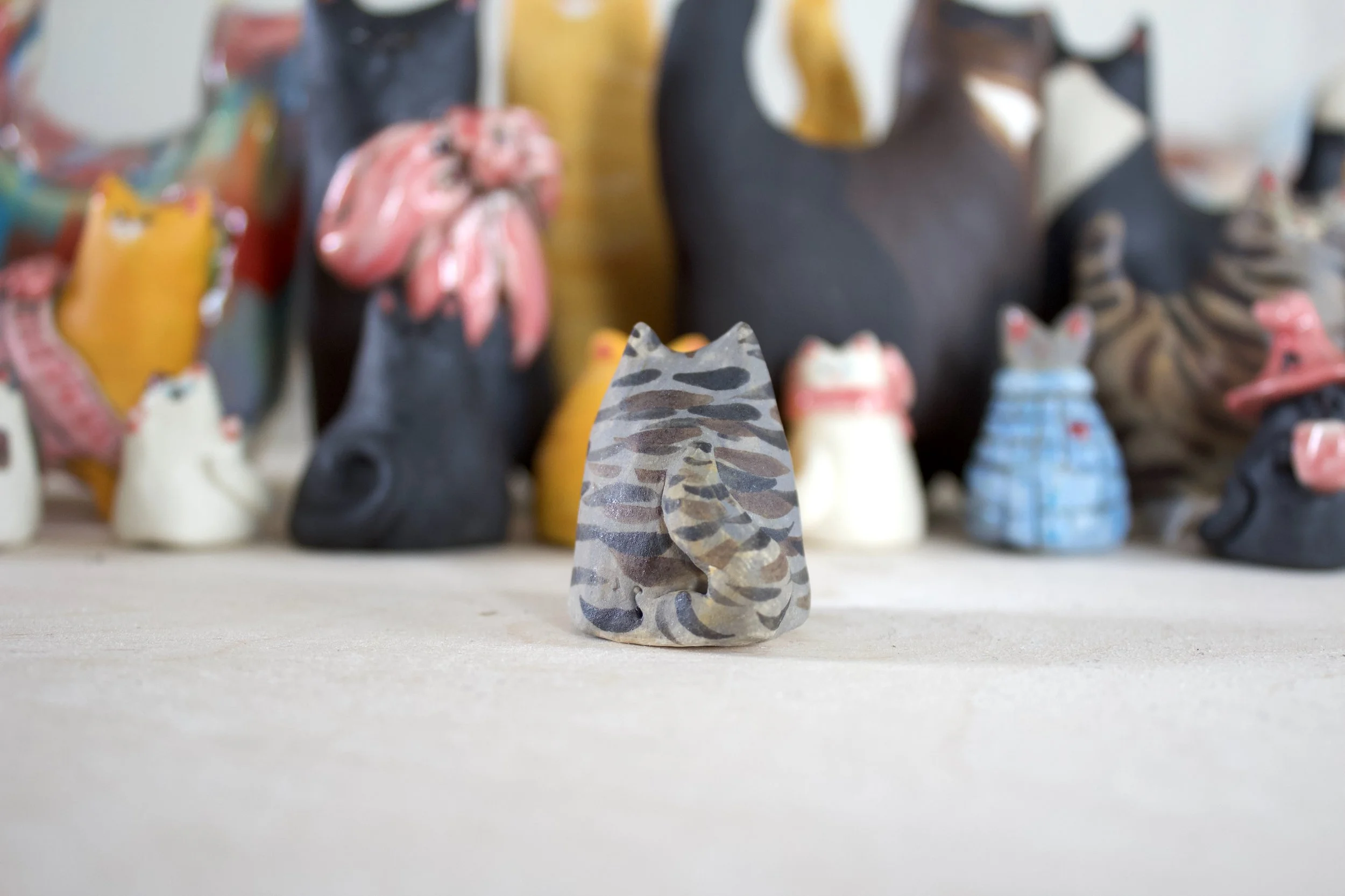 Back view Standard Issue Tabby ceramic cat chime.jpeg