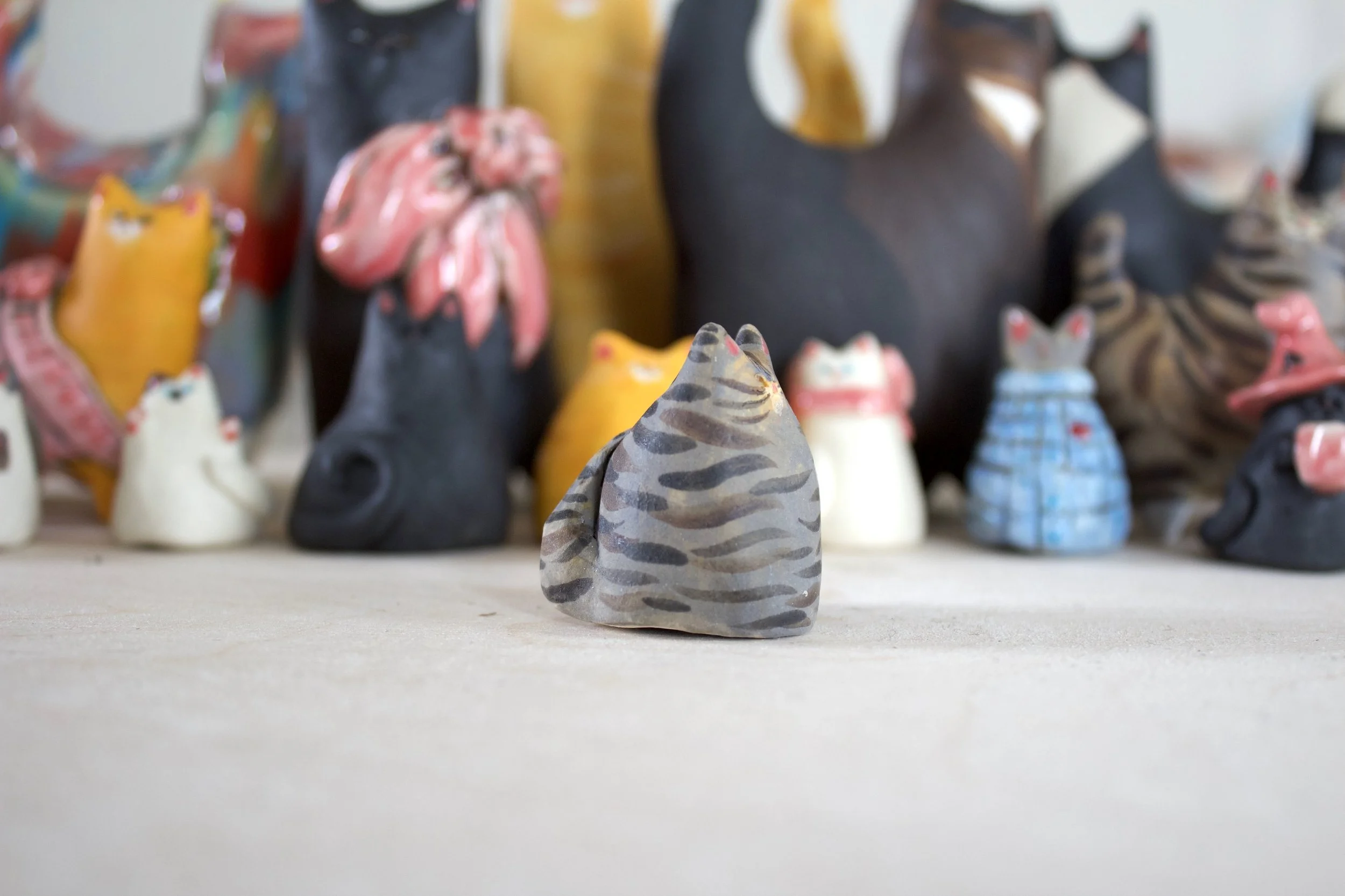 Handmade Standard Issue Tabby ceramic cat sculpture detail.jpeg