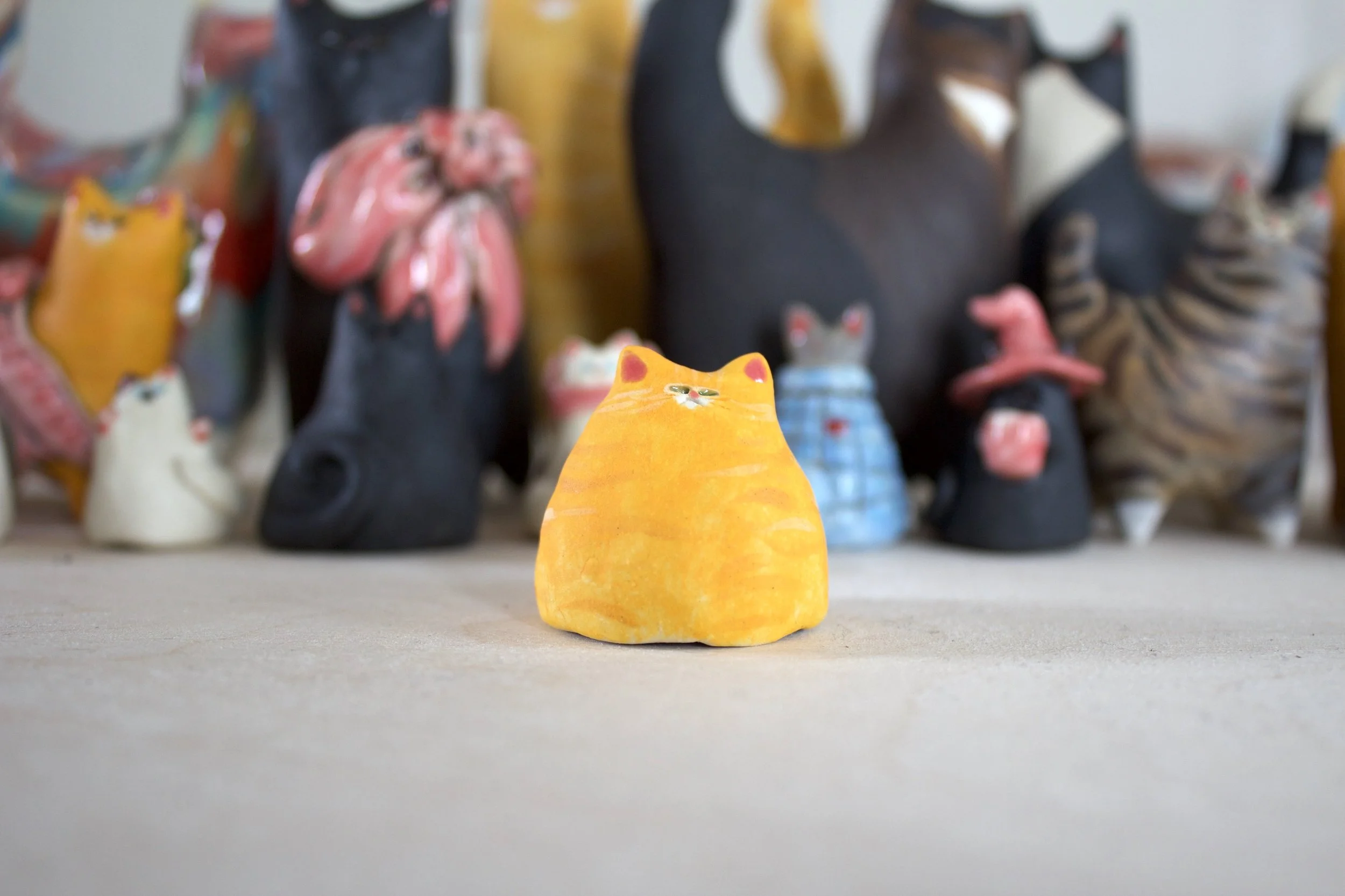 Orange tabby handmade ceramic cat chime sculpture by Ruth Irving Studio.jpeg