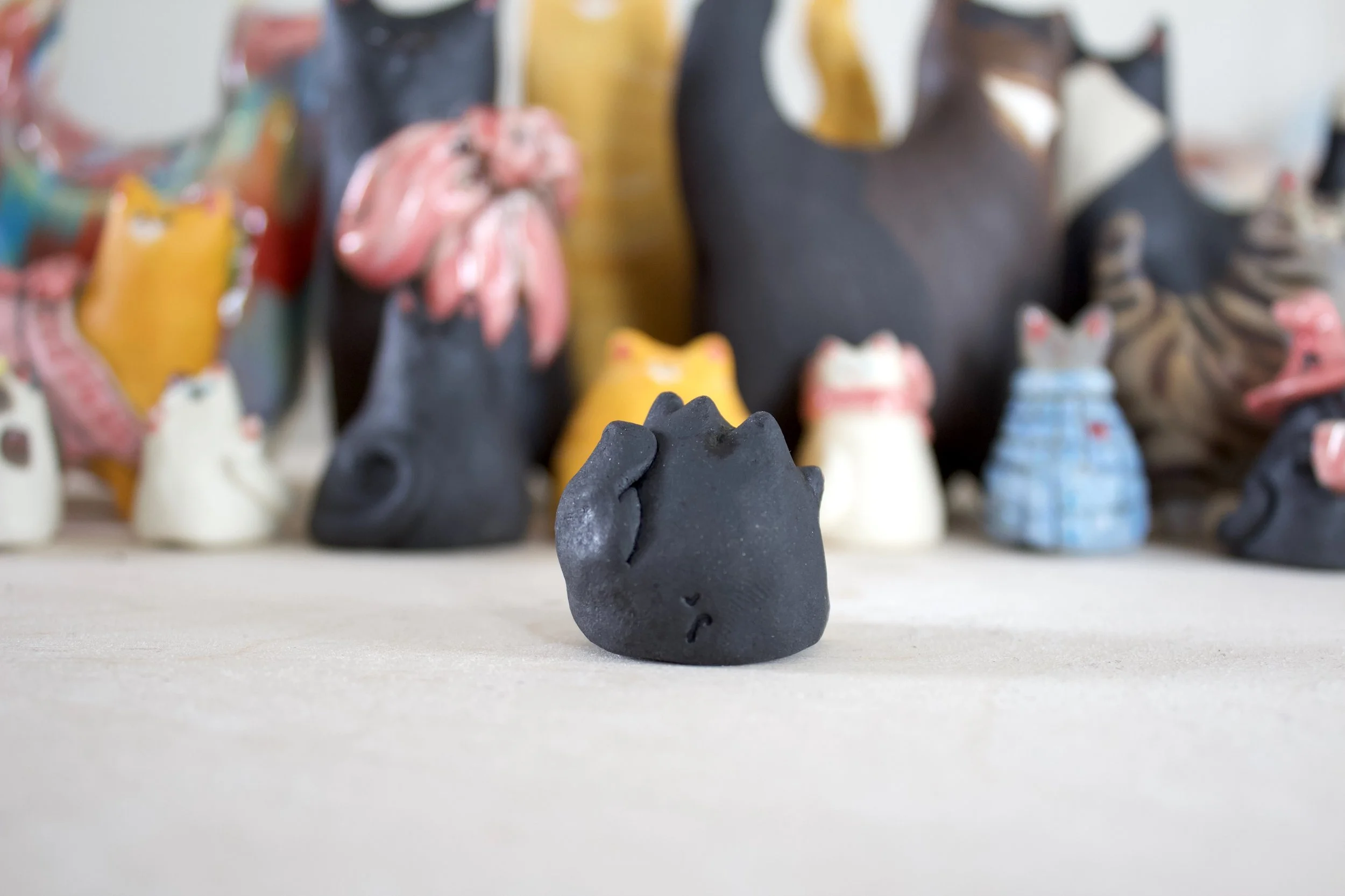 Back view handmade Tuxedo ceramic cat chime.jpeg