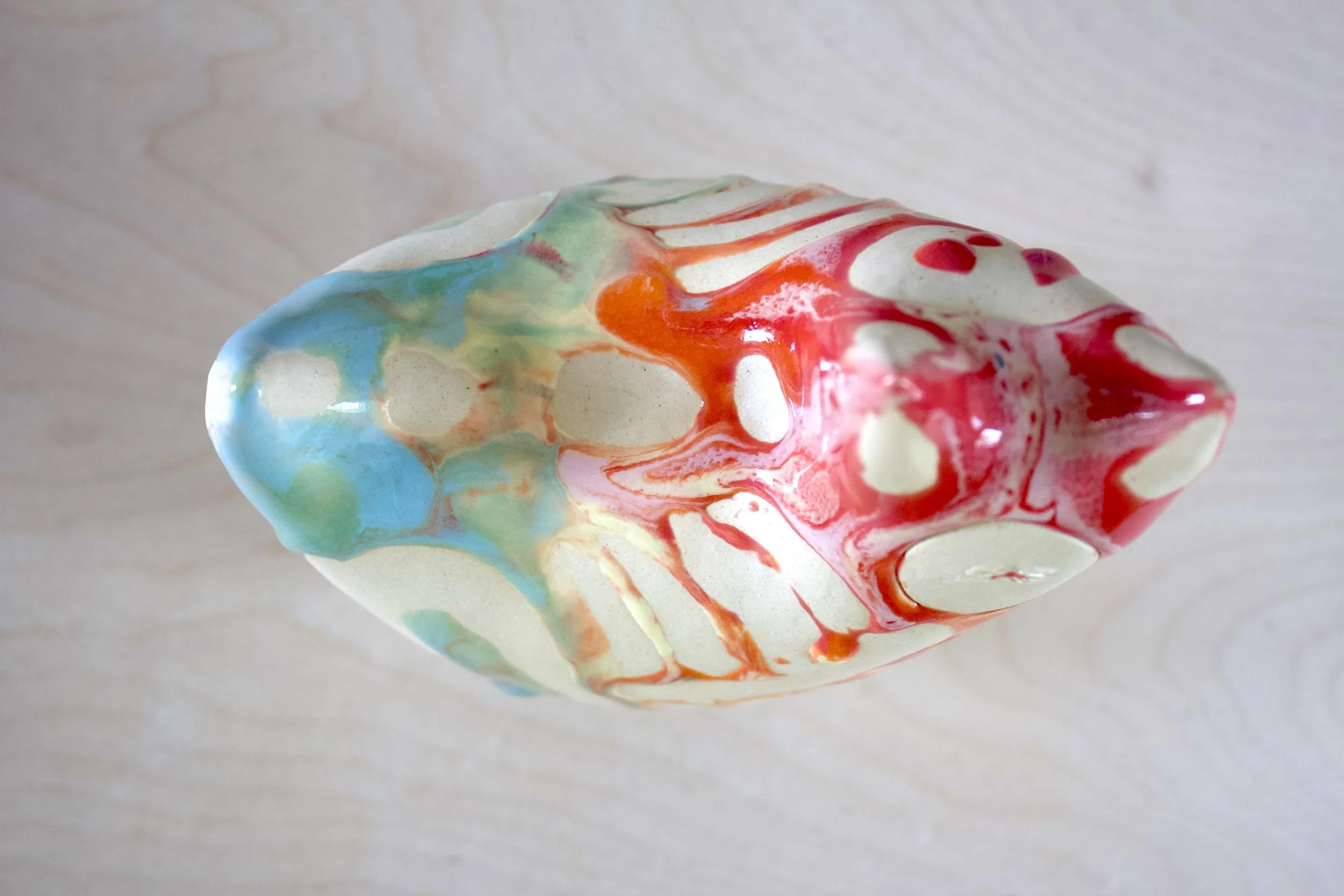 Top view of the XL Collector Pastel Goo Skeleton White Cat showing sculpted pastel goo and skeleton details.jpegjpeg