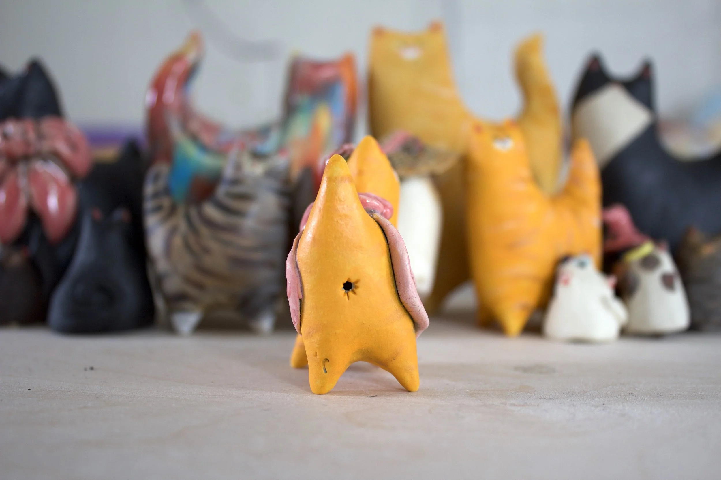 Back view Ginger Tabby handmade ceramic cat sculpture.jpeg