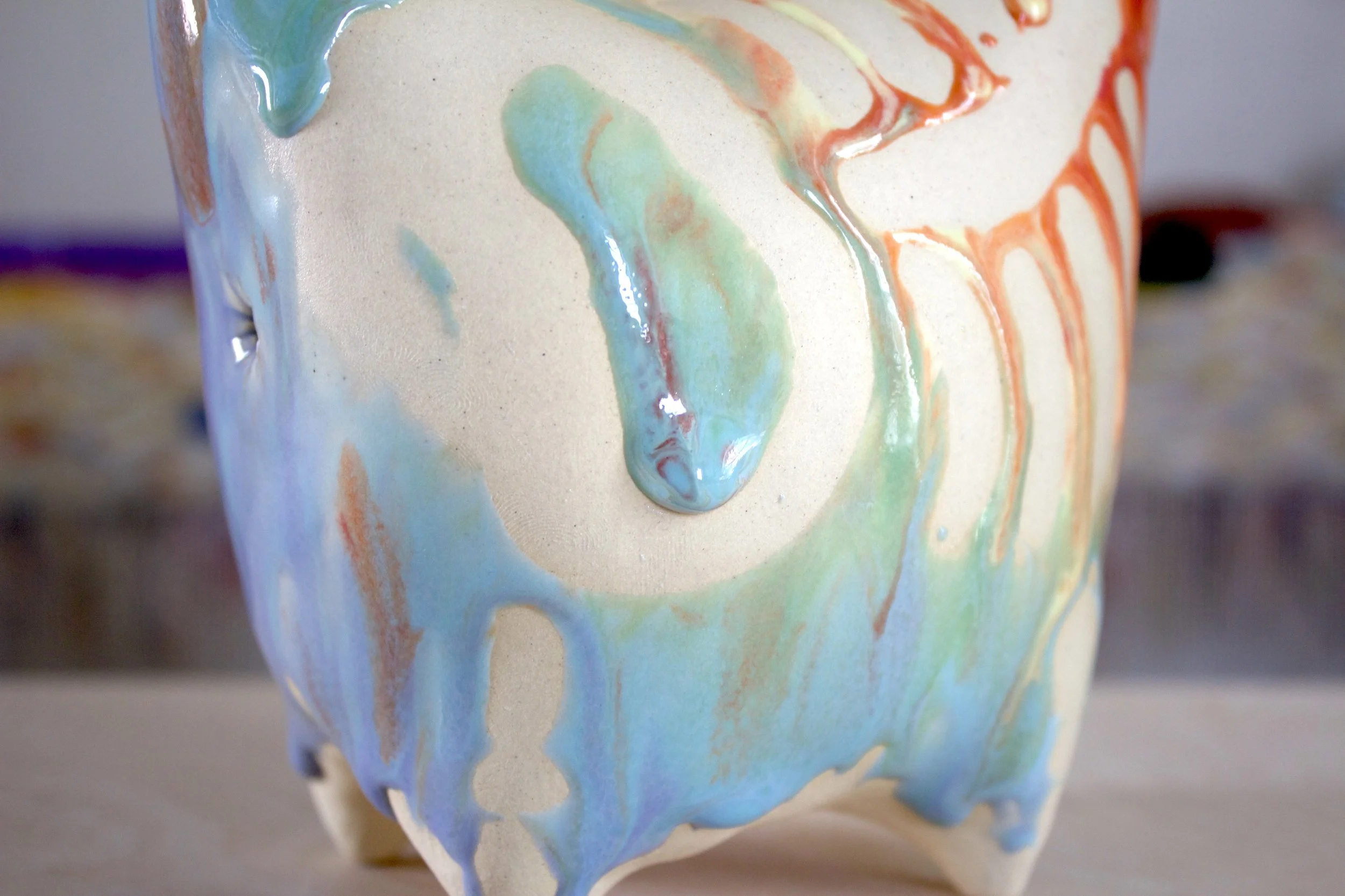 Detail view of the XL Collector Pastel Goo Skeleton White Cat showing sculpted pastel goo and skeleton details.jpeg