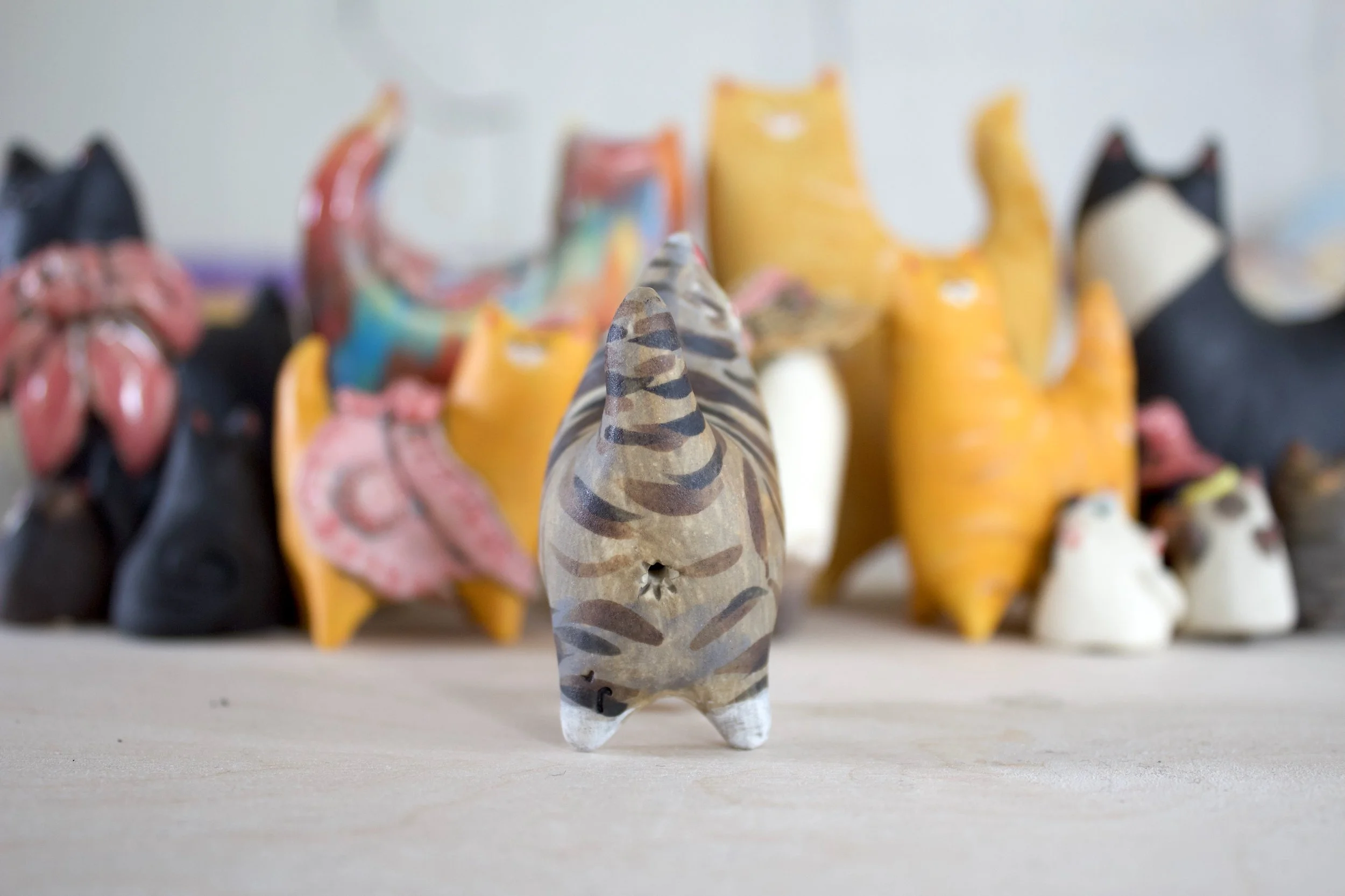 Back view Standard Issue Tabby handmade ceramic cat sculpture.jpeg