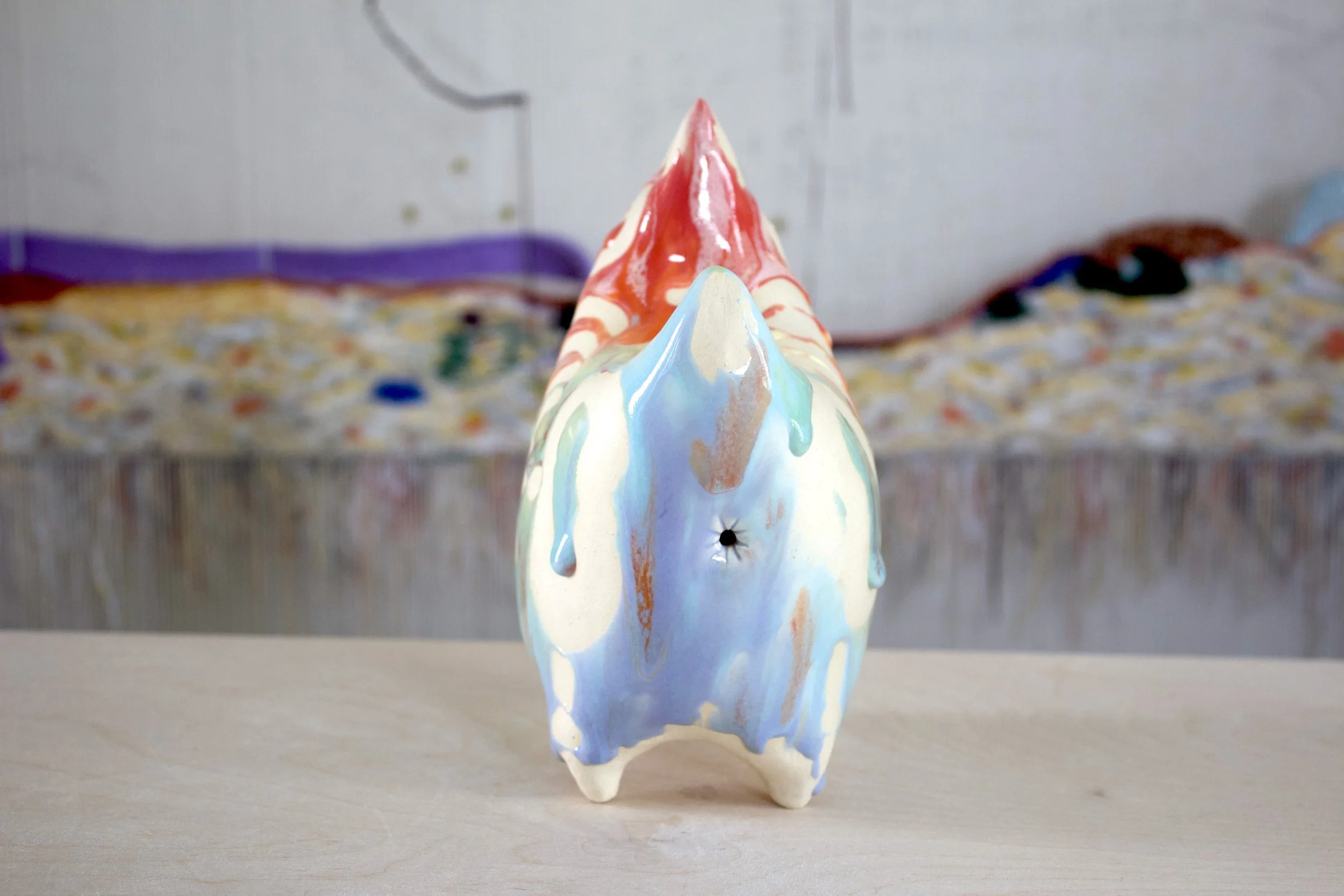 Back view of the XL Collector Pastel Goo Skeleton White Cat showing sculpted pastel goo and skeleton details.jpeg