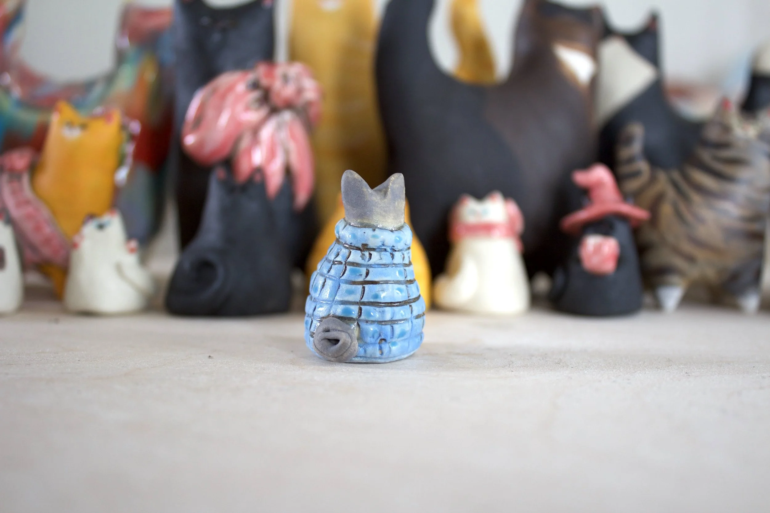 Back view handmade Sphynx ceramic cat chime.jpeg