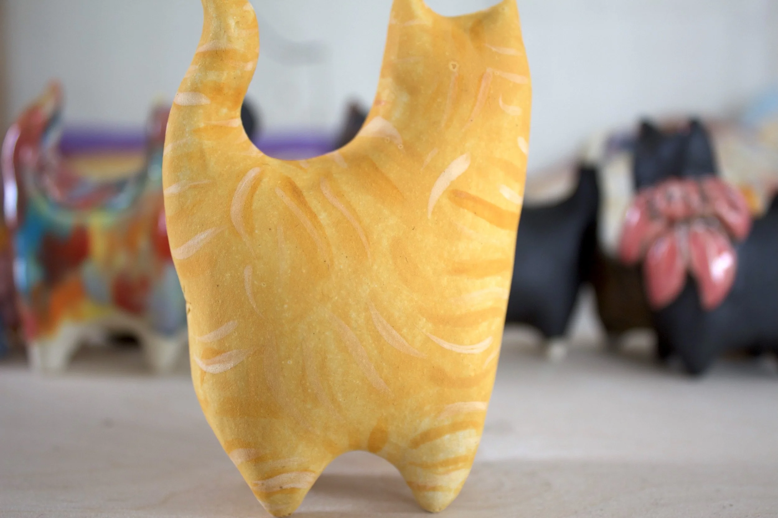 Handmade Ginger Tabby ceramic cat sculpture detail.jpeg