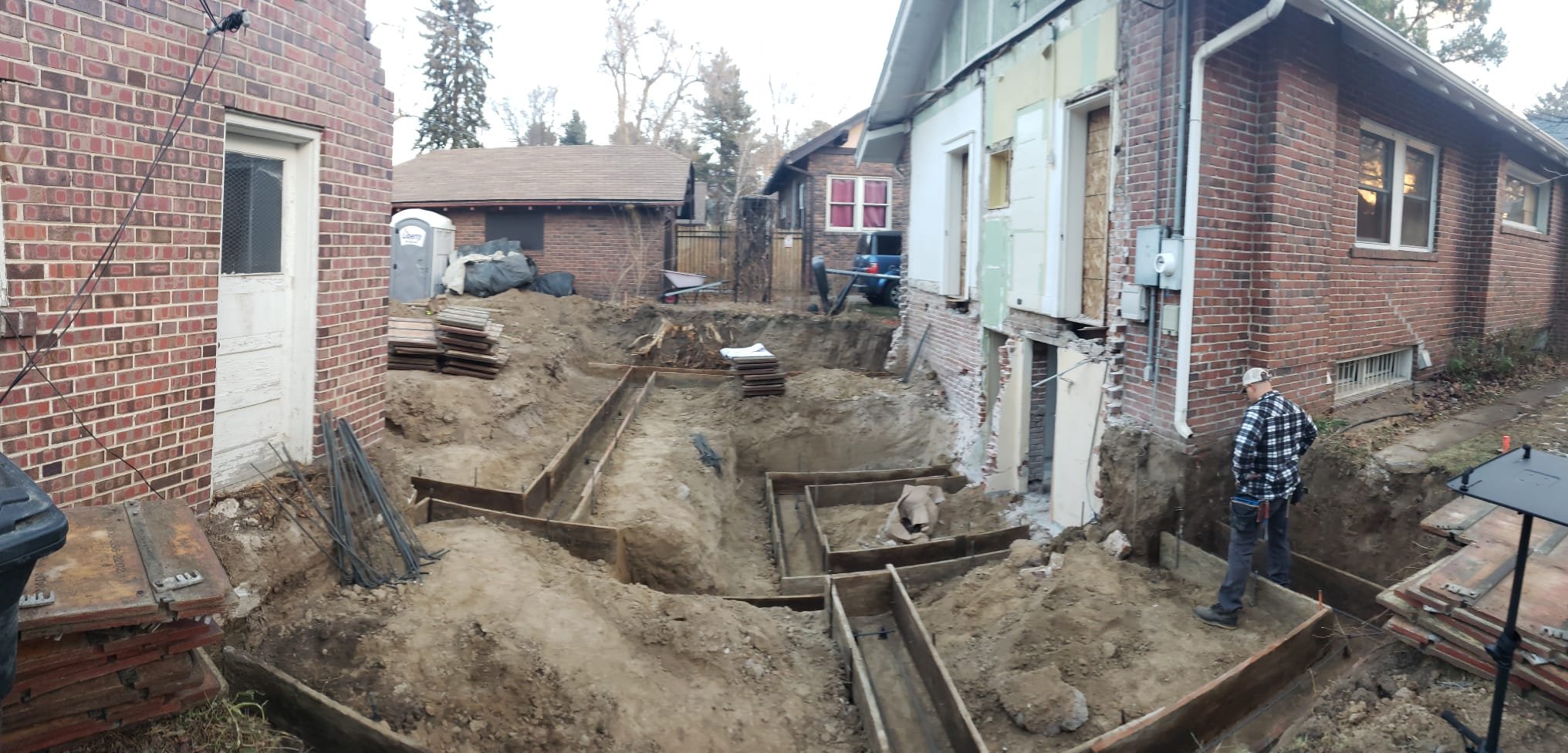 Excavation has begun for the future basement connecting element