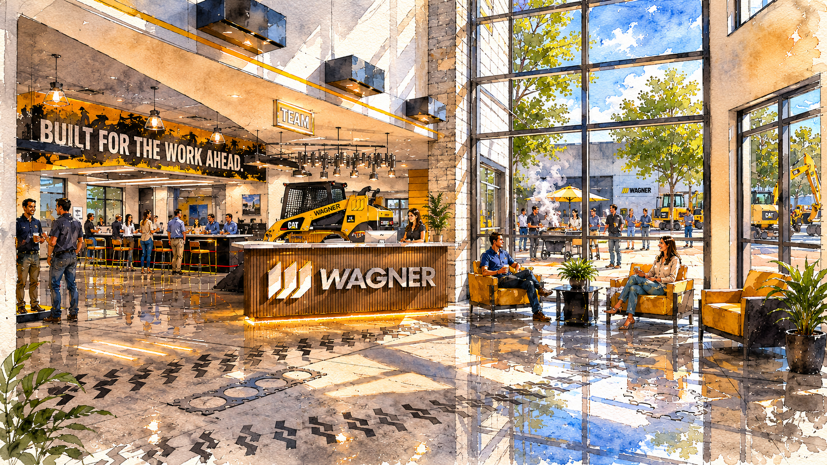 Wagner Caterpillar Lobby New Mexico with Lisa Christner at the Corporate Interiors Group