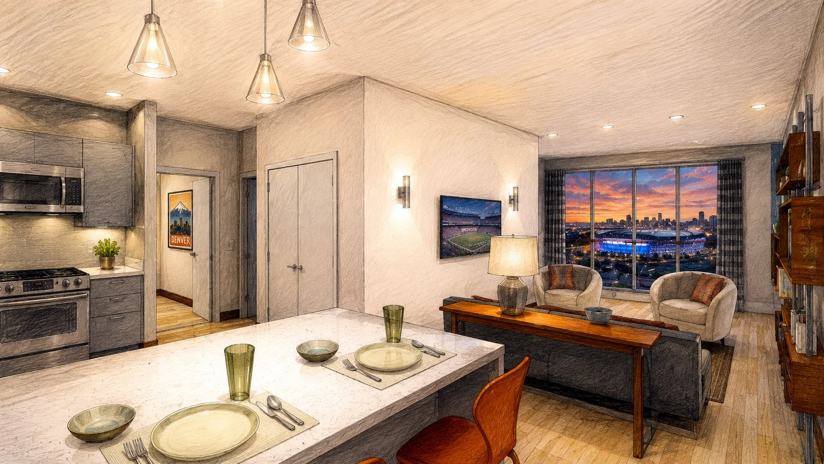 Julian Condominium Interior Visualization with Studio K2 Architecture Denver Colorado
