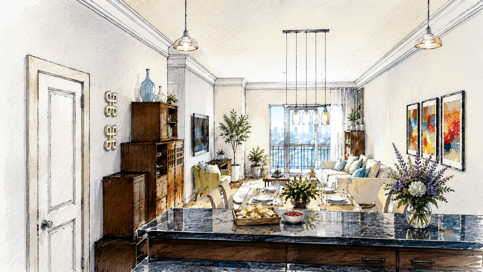 Grove Street Condominium Interior Design Visualization for Studio K2 Architecture Denver Colorado