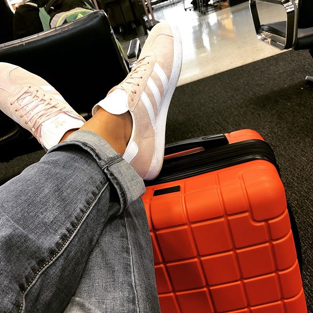 Comfy shoes ✅ Cute, I mean distinguishable luggage ✅ Only 9 hours delayed today...I love the idea of travel, when the stars align and the planes are on time. Headed south for court again. Where did the last month go? #foresperanza