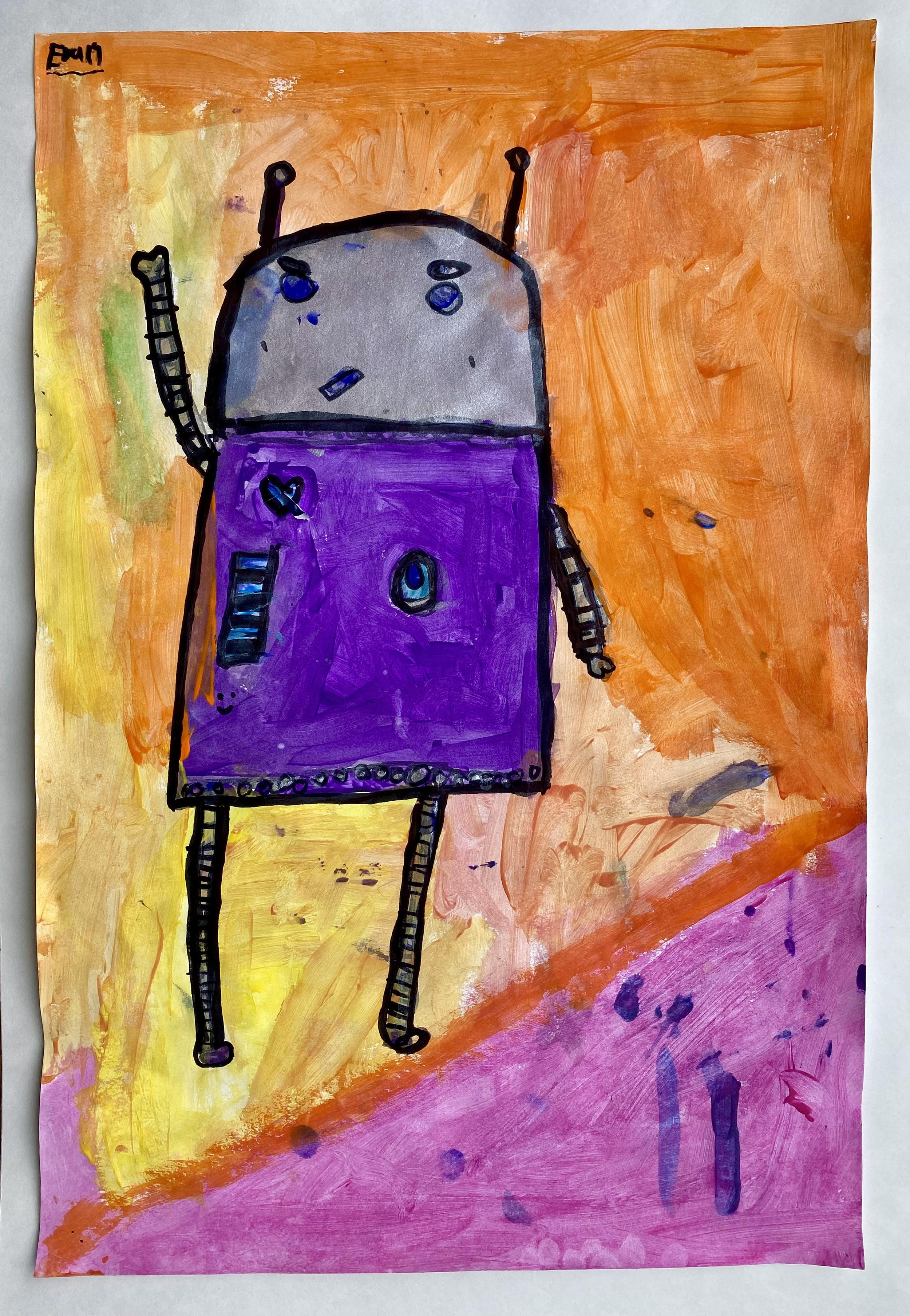 LED Robot, painting by E Spelich, CLK