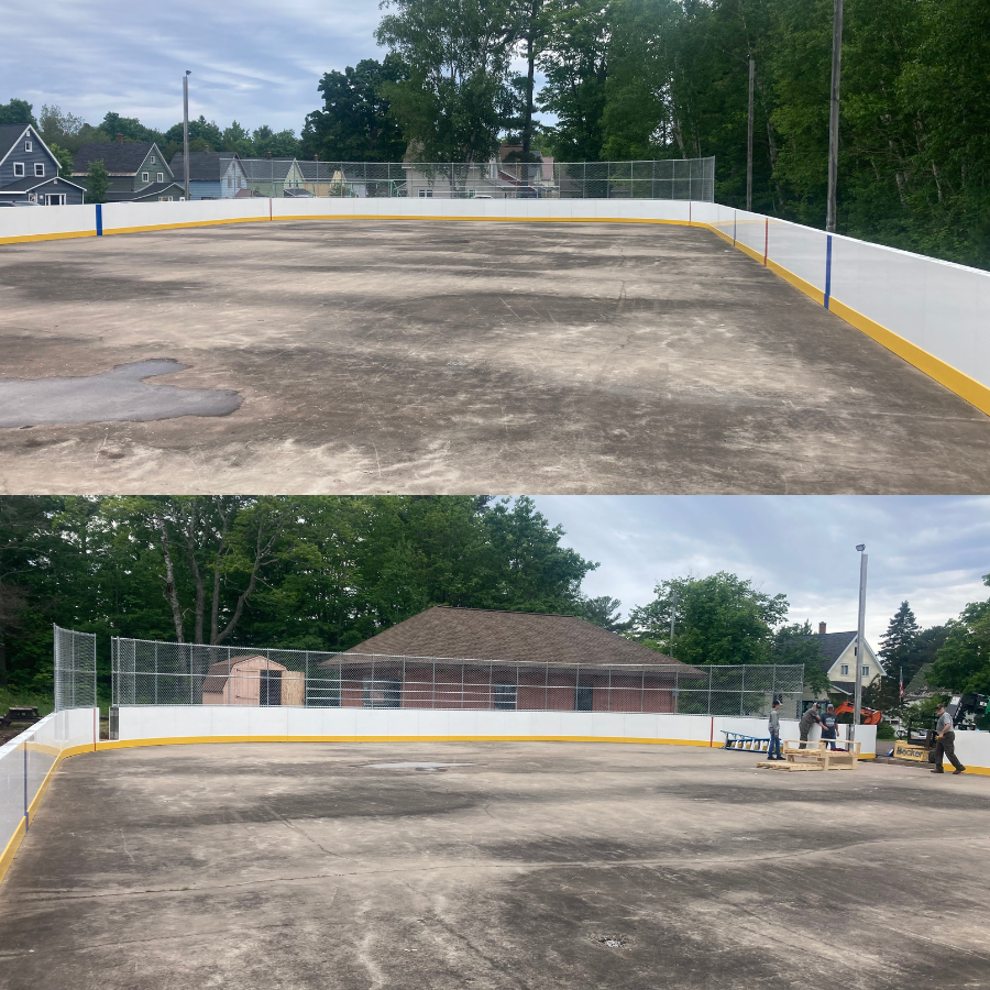 Ahmeek Ice Rink Boards Installed Ahead of Schedule