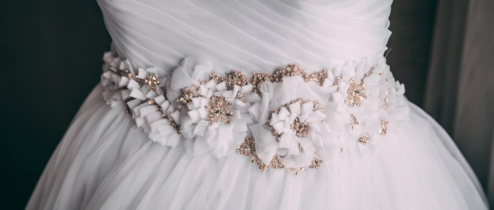 Wedding Dress Details with rhinestones