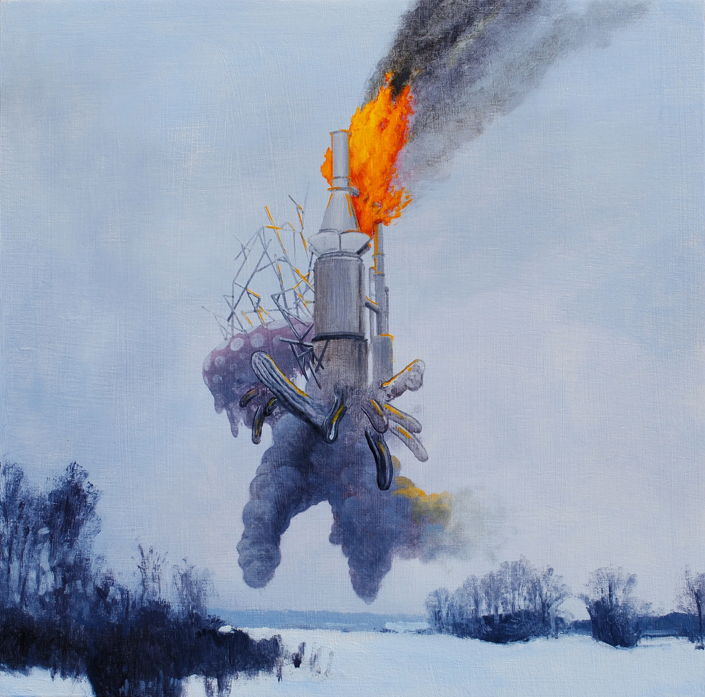  “Combustible 18” oil on wood, h 10” x w 10”, 2015 