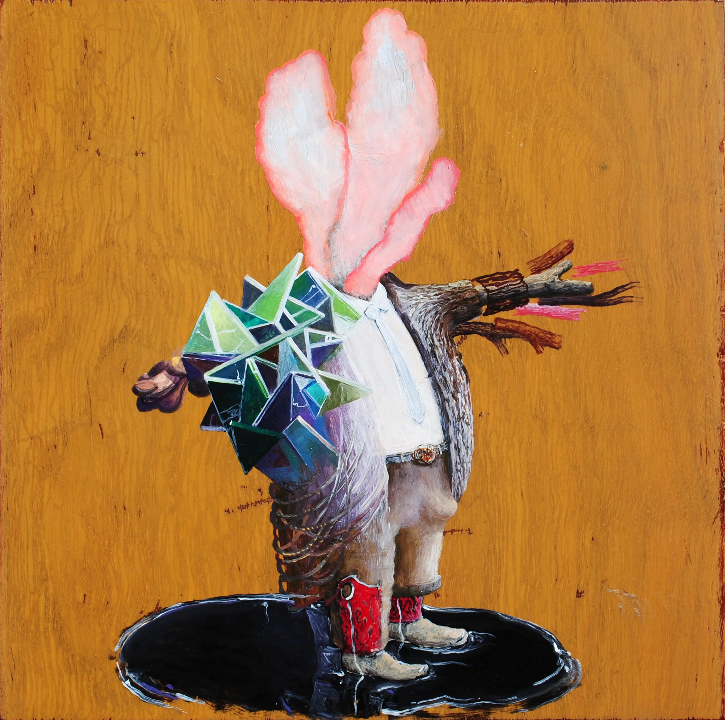  “Combustible 47”   oil on recycled wood, h 9” x w 9”, 2015 