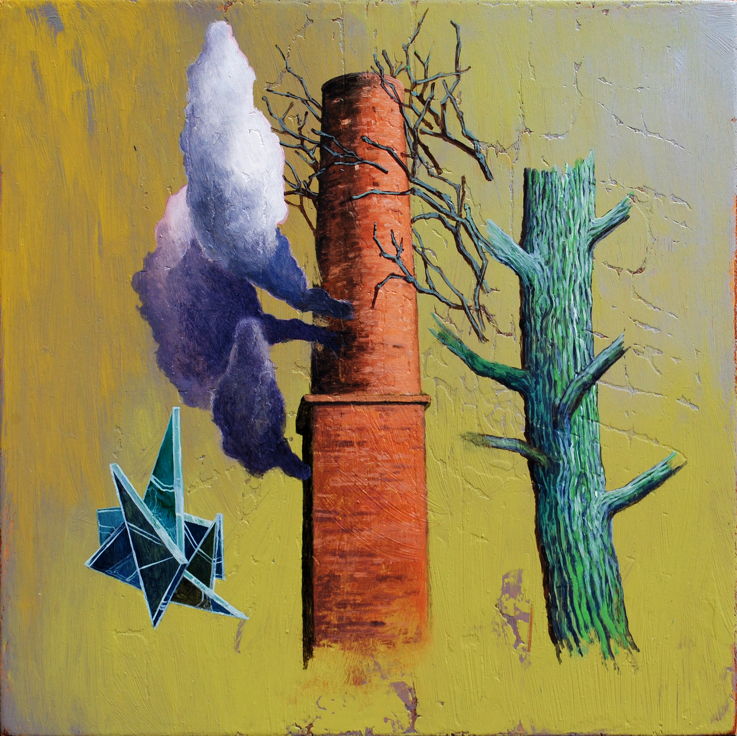  “Combustible 58”  oil on recycled wood, h 9” x w 9”, 2015 