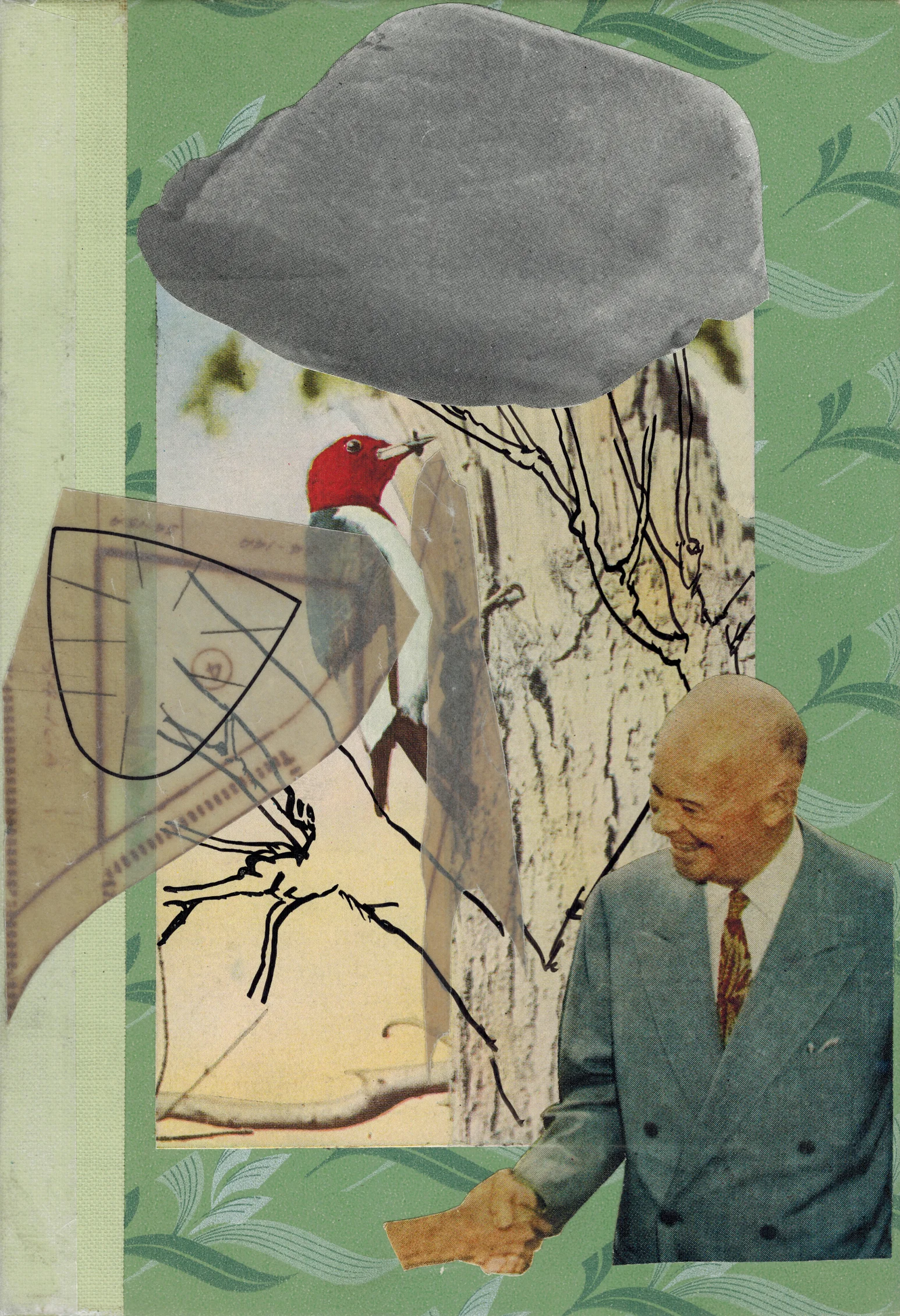  “Land of the Free - 15”  mixed media collage on book cover, h 7 3/4” x w 5”, 2016   