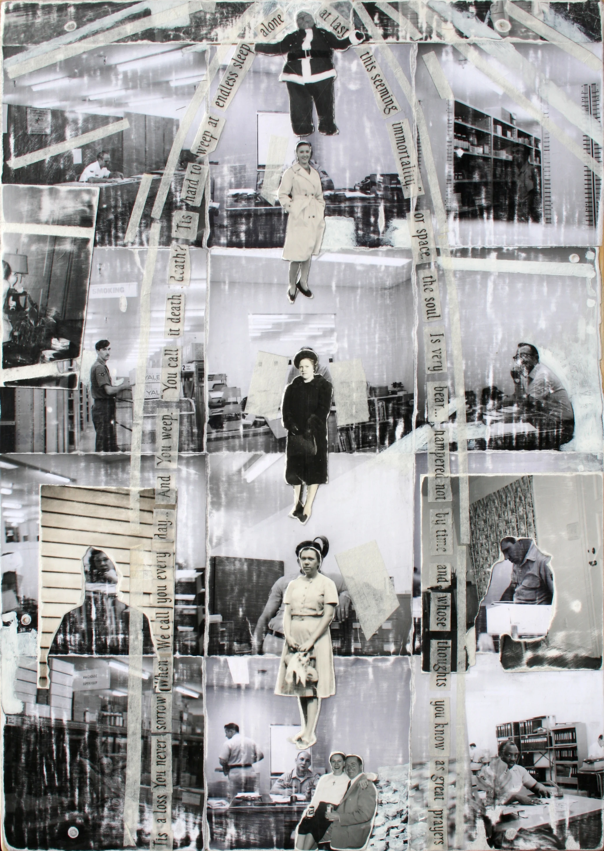  “Family Reunion - 22” collage on wood, h 12 3/4” x w 9”, 2011 
