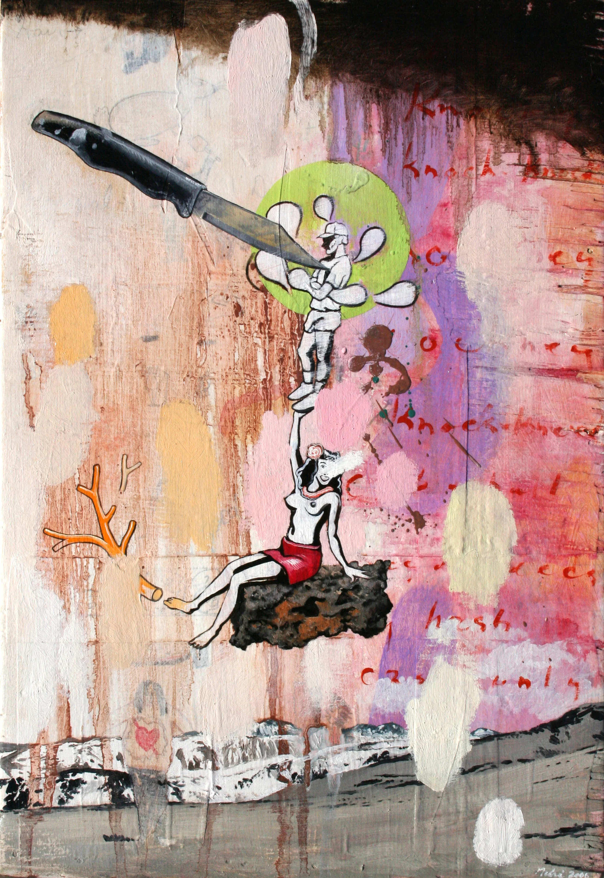  “Aloha, Mr. K” oil, acrylic &amp; collage on wood, h 16” x w 11”, 2006 