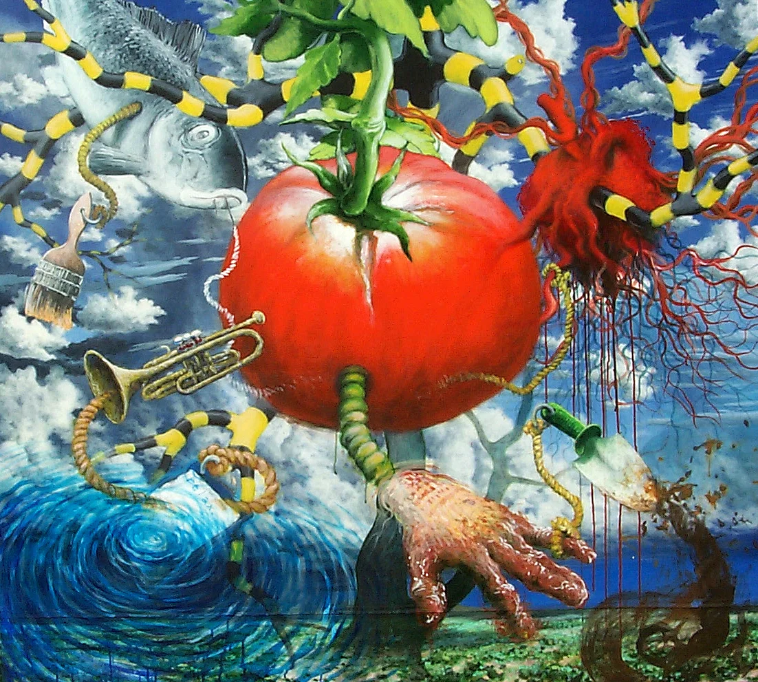  “Reflections on Gardening &amp; Armageddon” acrylic on canvas, h 66” x w 72”, 1998 