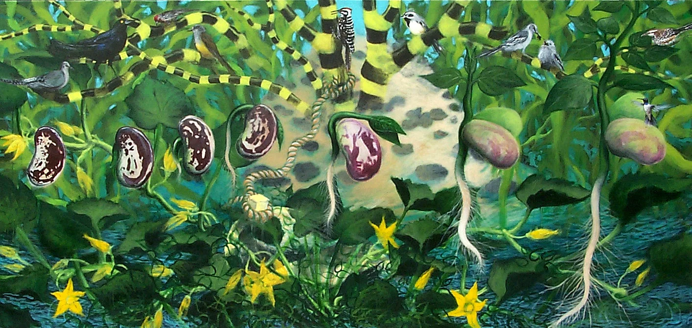  “Reflections on Gardening &amp; Armageddon” acrylic on canvas, h 48” x w 108”, 1998 