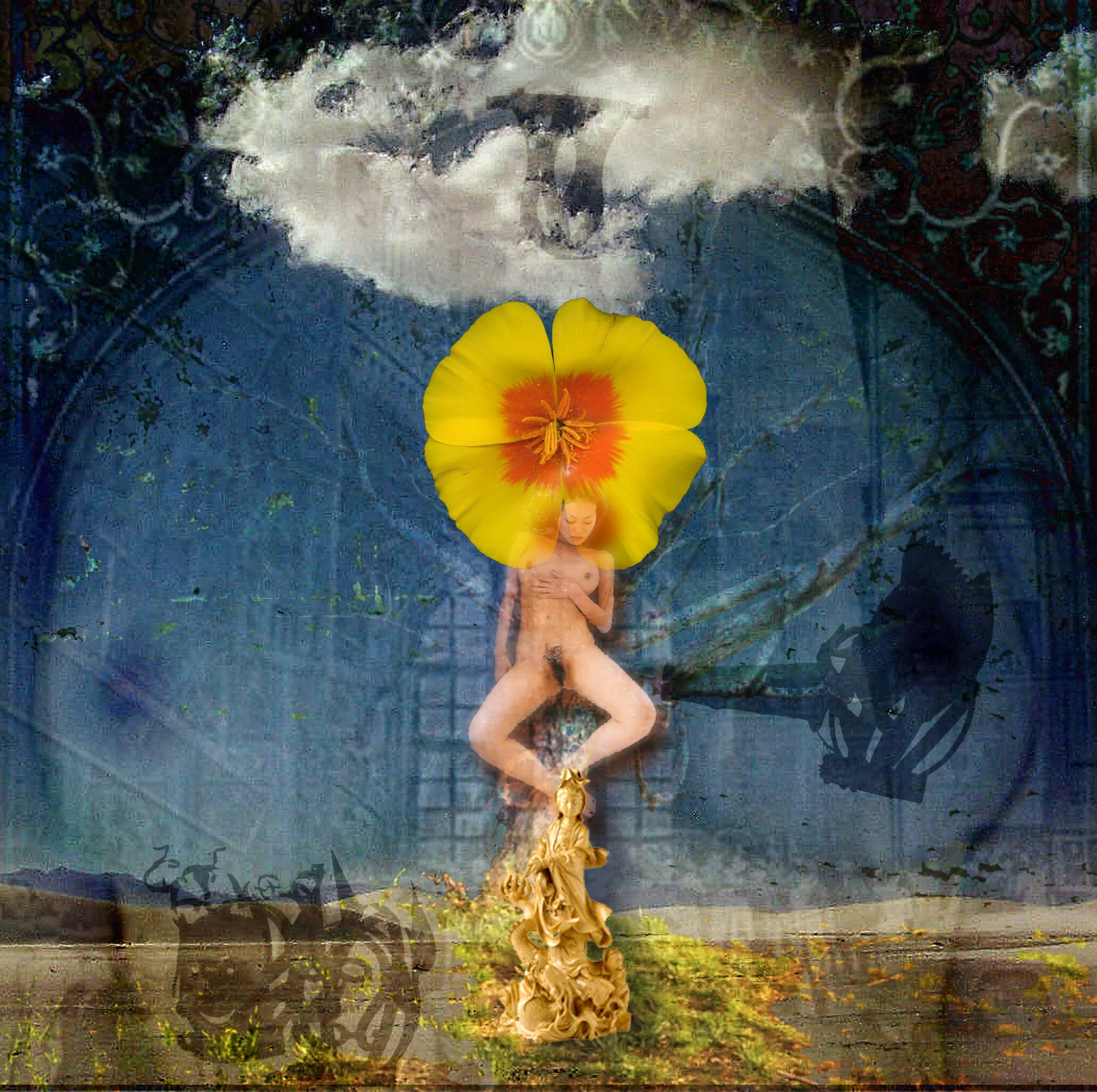  “Reflections on Gardening &amp; Armageddon” digital collage, 1998 
