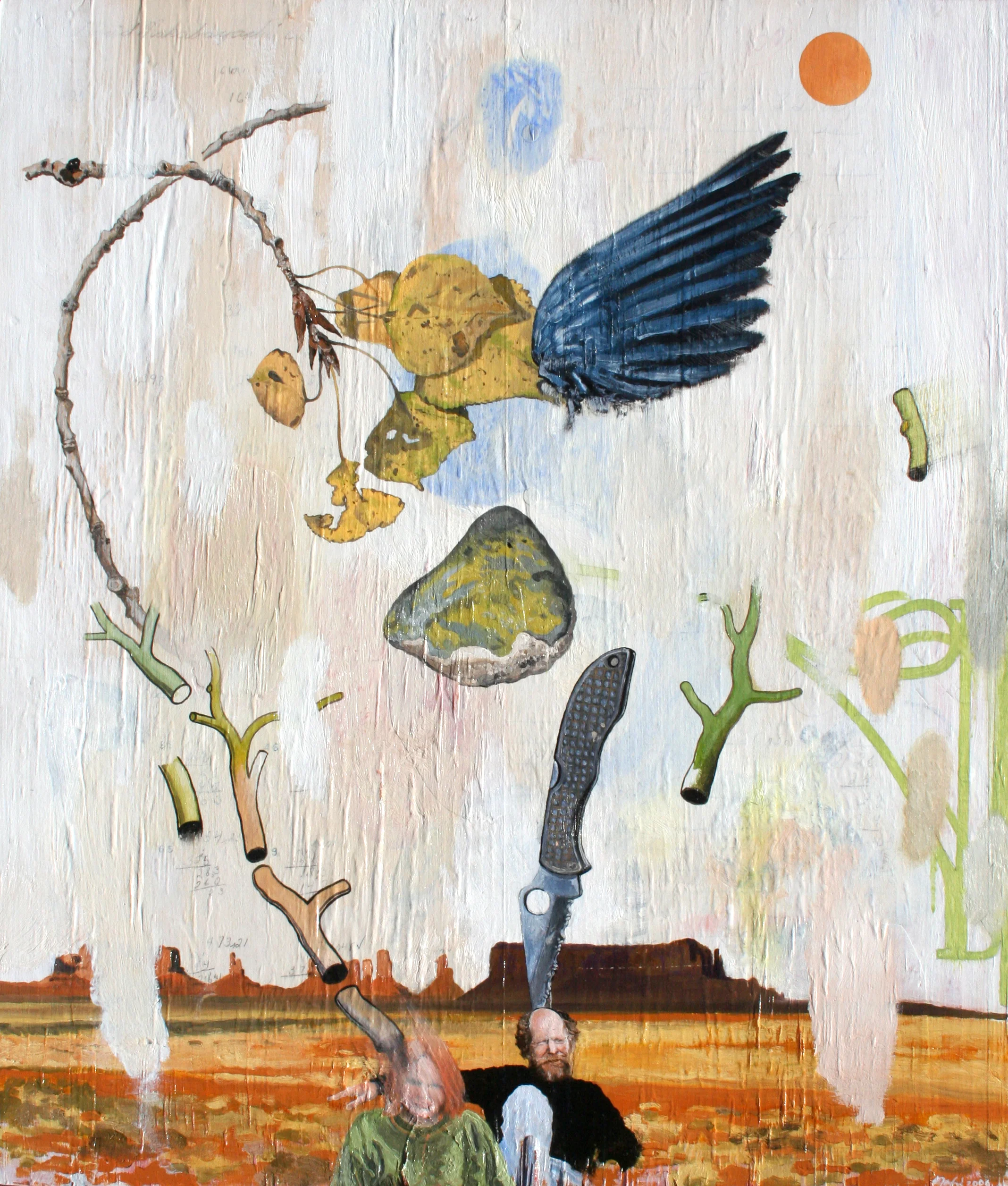 “Lucky To Be Alive” oil, acrylic &amp; collage on wood, h 20” x w 17”, 2006 
