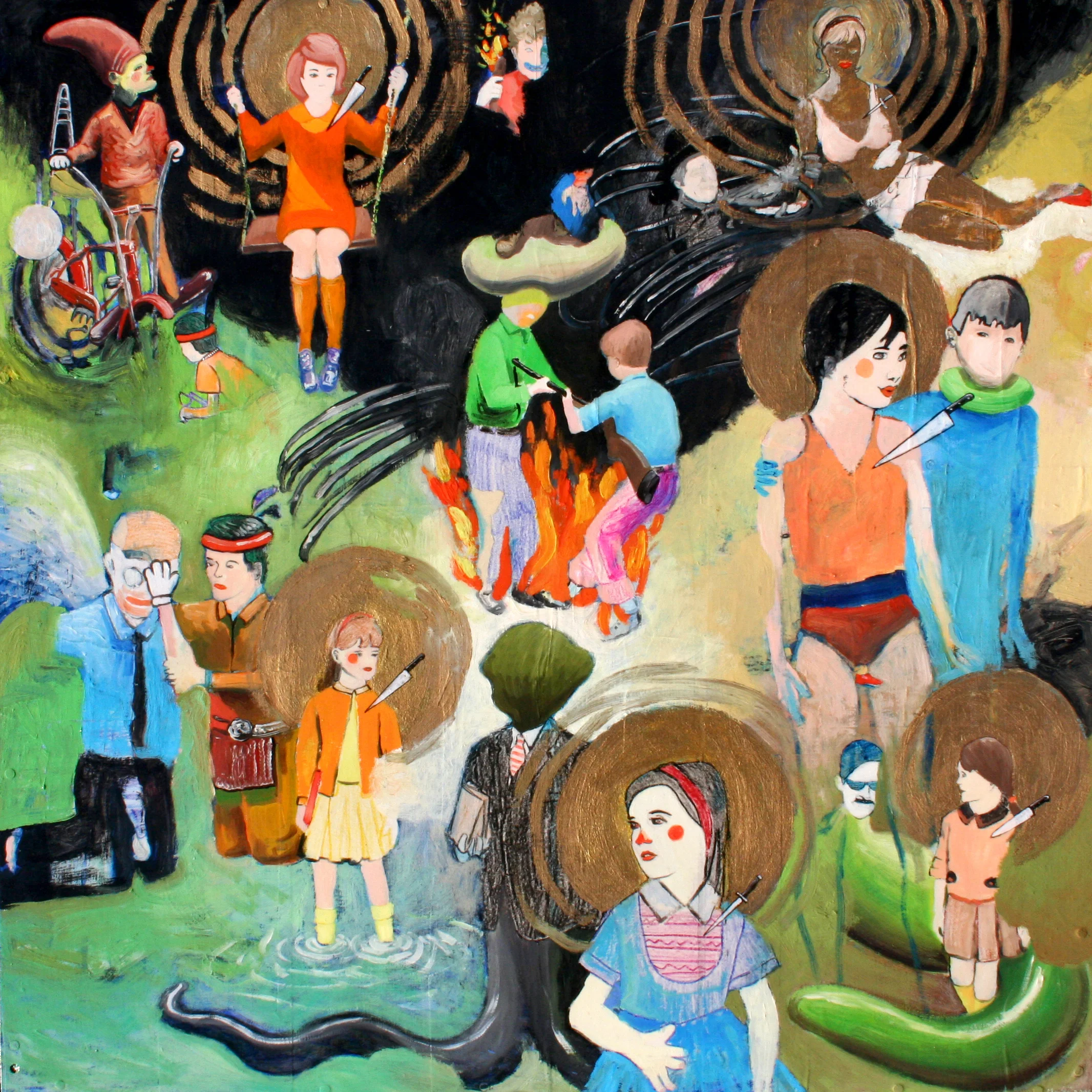 “Six Sacred Madonnas” oil, acrylic &amp; collage on masonite, h 24” x w 24”, 2006 
