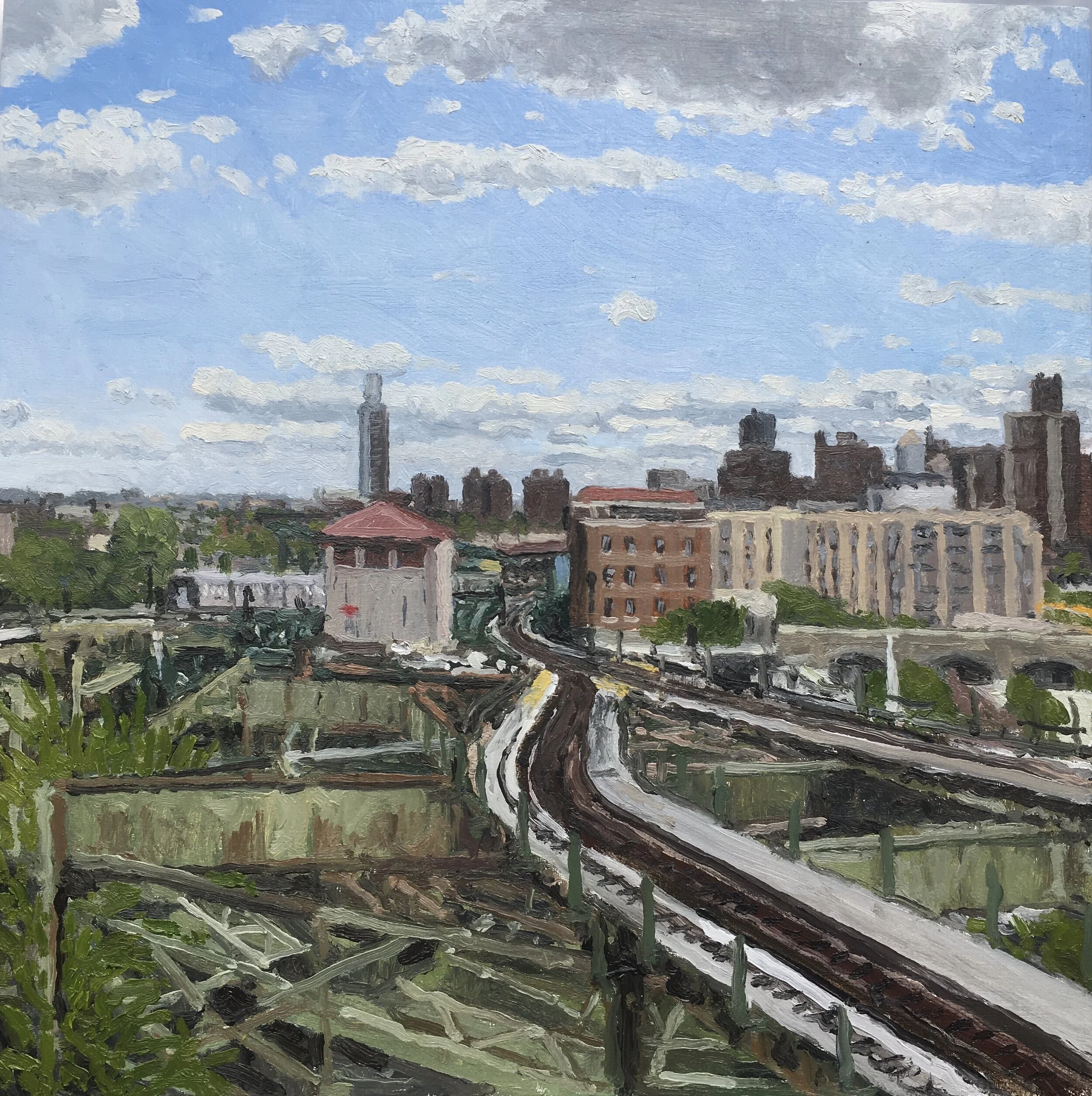  “Painting 5, Broadway Junction, Brooklyn” oil on wood, h 12” x w 12”, 2021 
