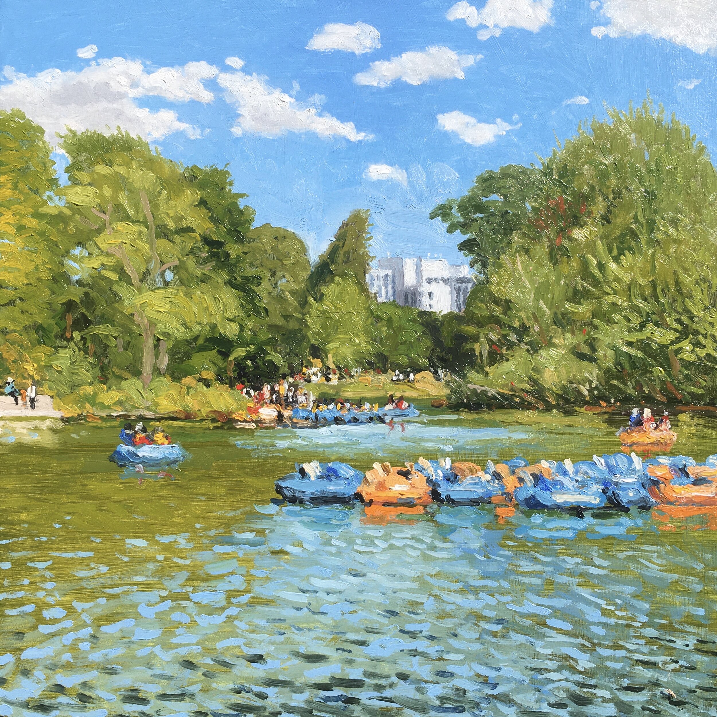  “Painting 8, Prospect Park, Brooklyn” oil on wood, h 12” x w 12”, 2021 