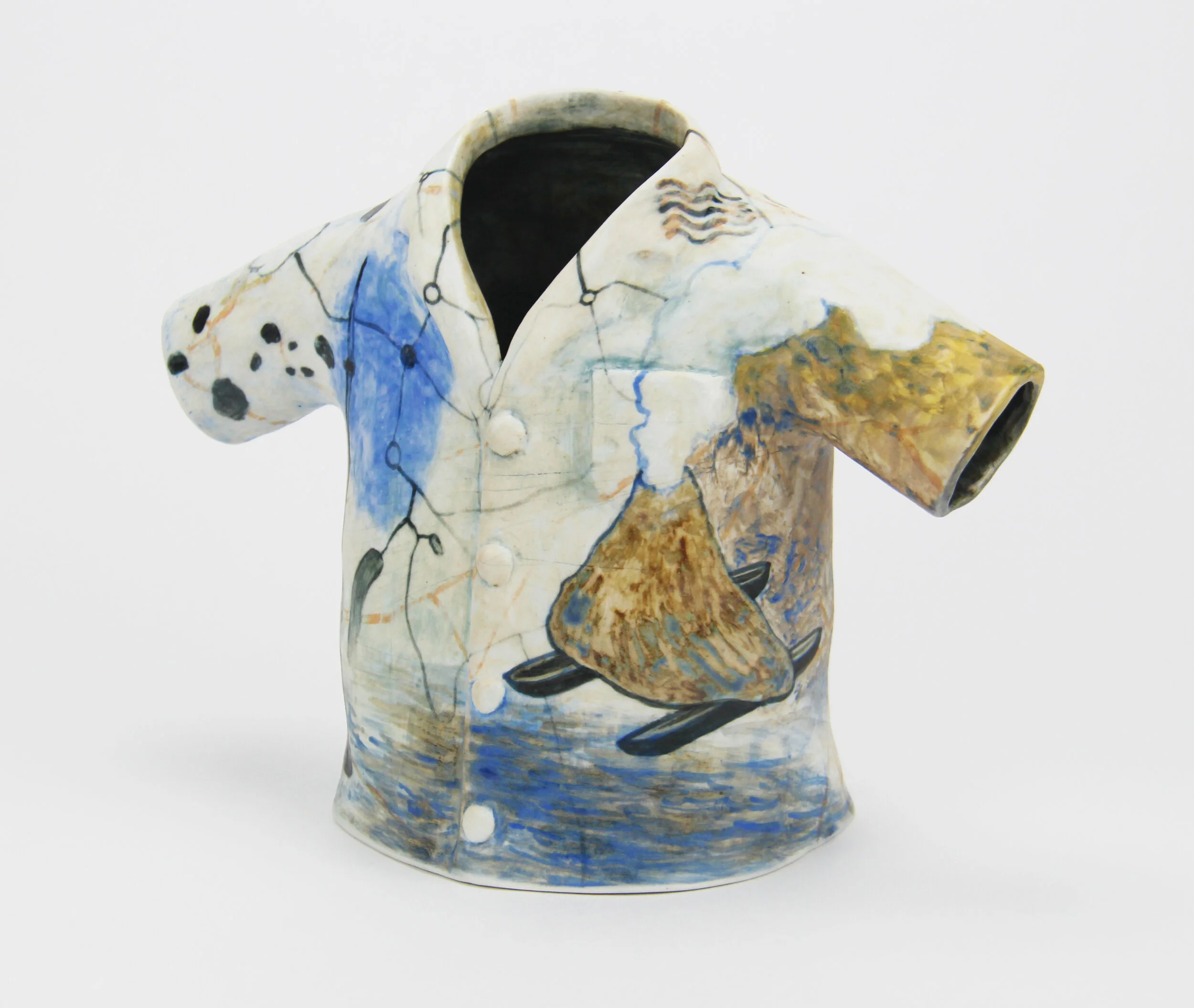  “Aloha Shirt - 1” (front) slip cast porcelain, 2019 
