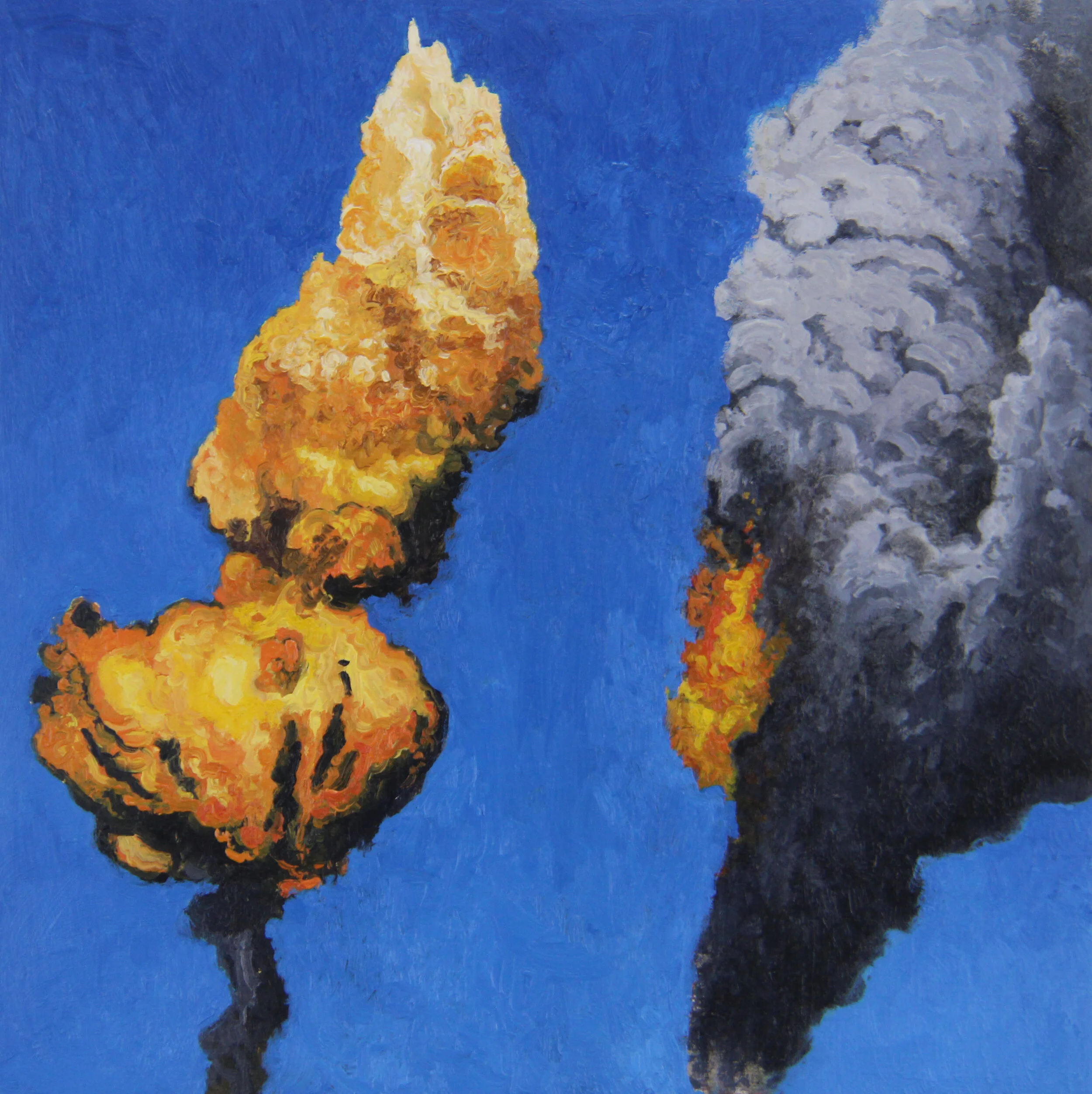  “Airstrike - 07” oil on wood, h 8” x w 8”, 2016 