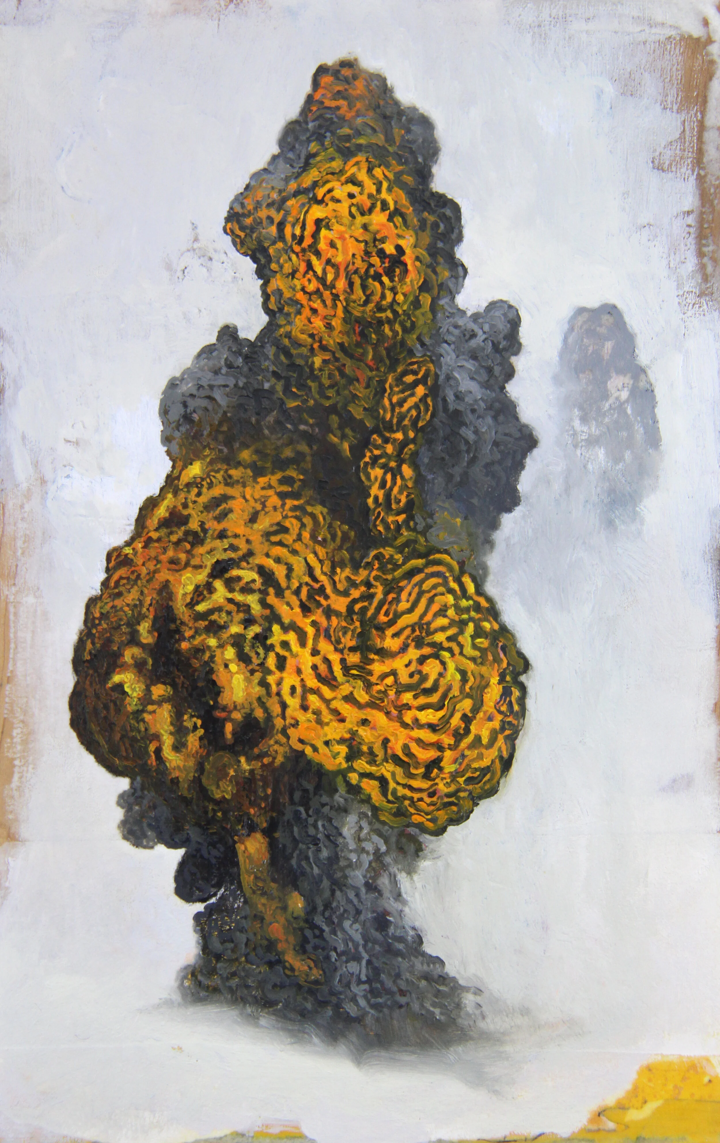  “Airstrike - 02” oil, collage &amp; acrylic on recycled wood, h 10 3/8” x w 6 5/8”, 2016 