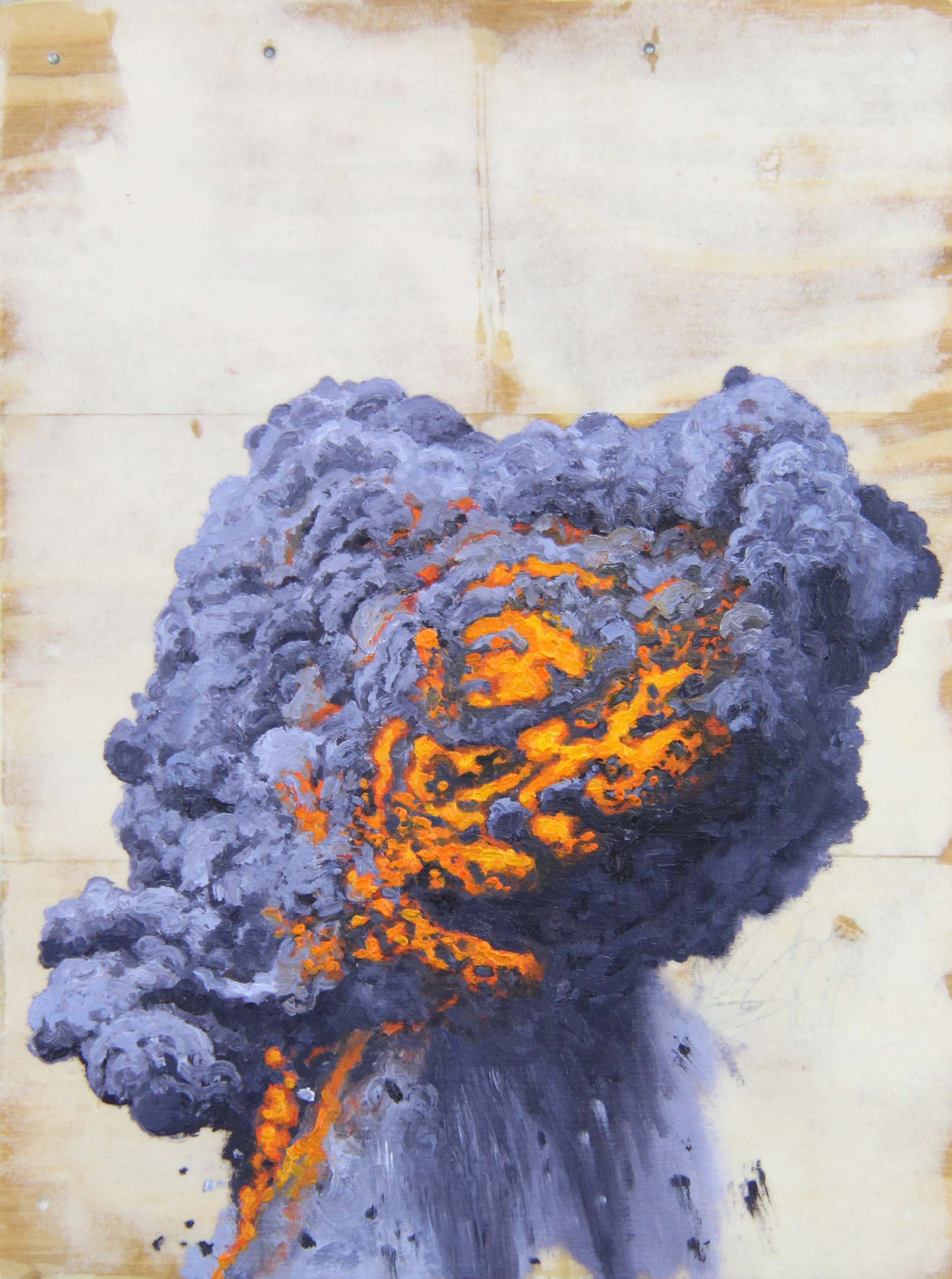  “Airstrike - 24” oil on wood, h 9 1/4” x w 7”, 2018 