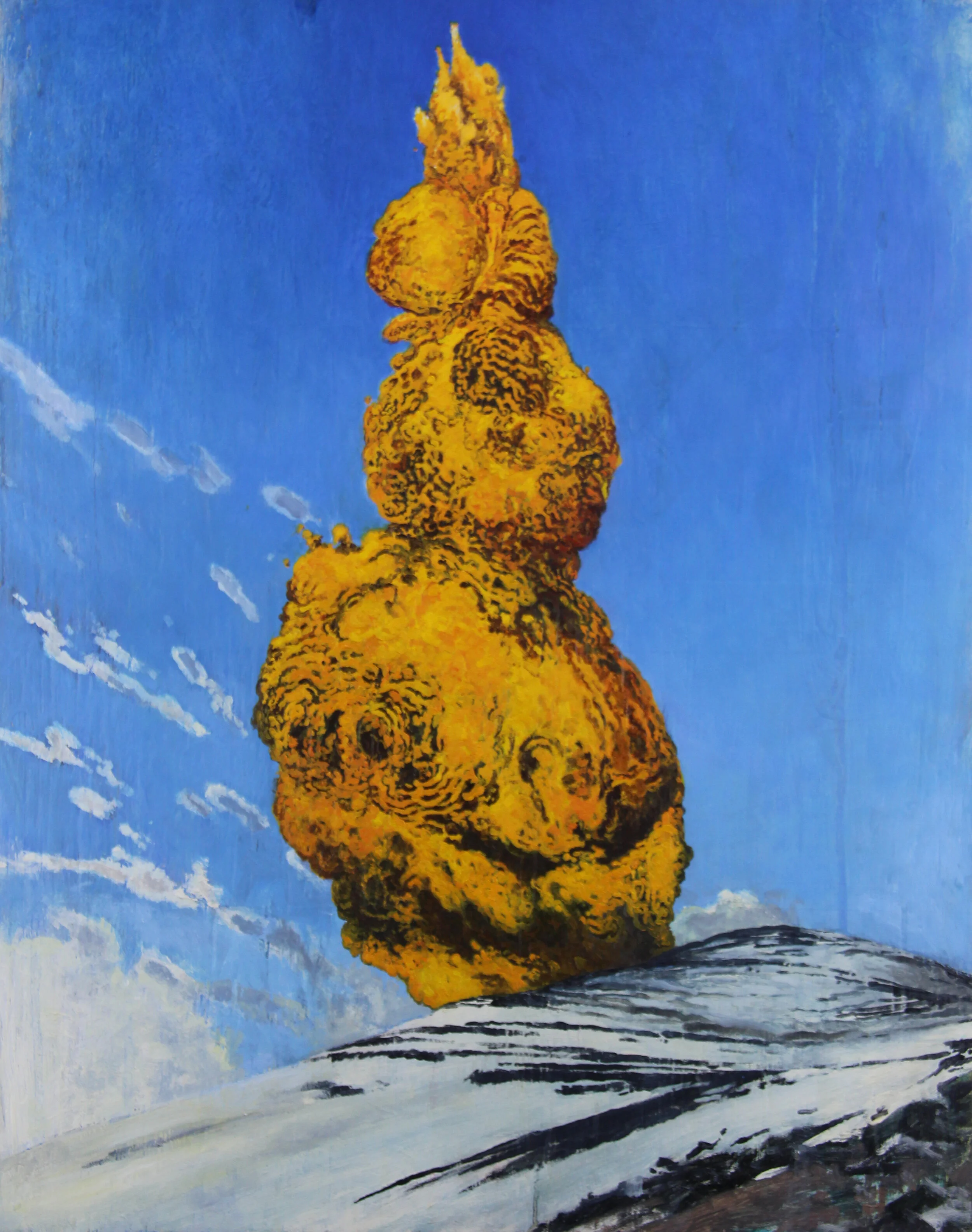  “Airstrike - 34” oil, collage &amp; acrylic on recycled wood, h 20” x w 16”, 2018 