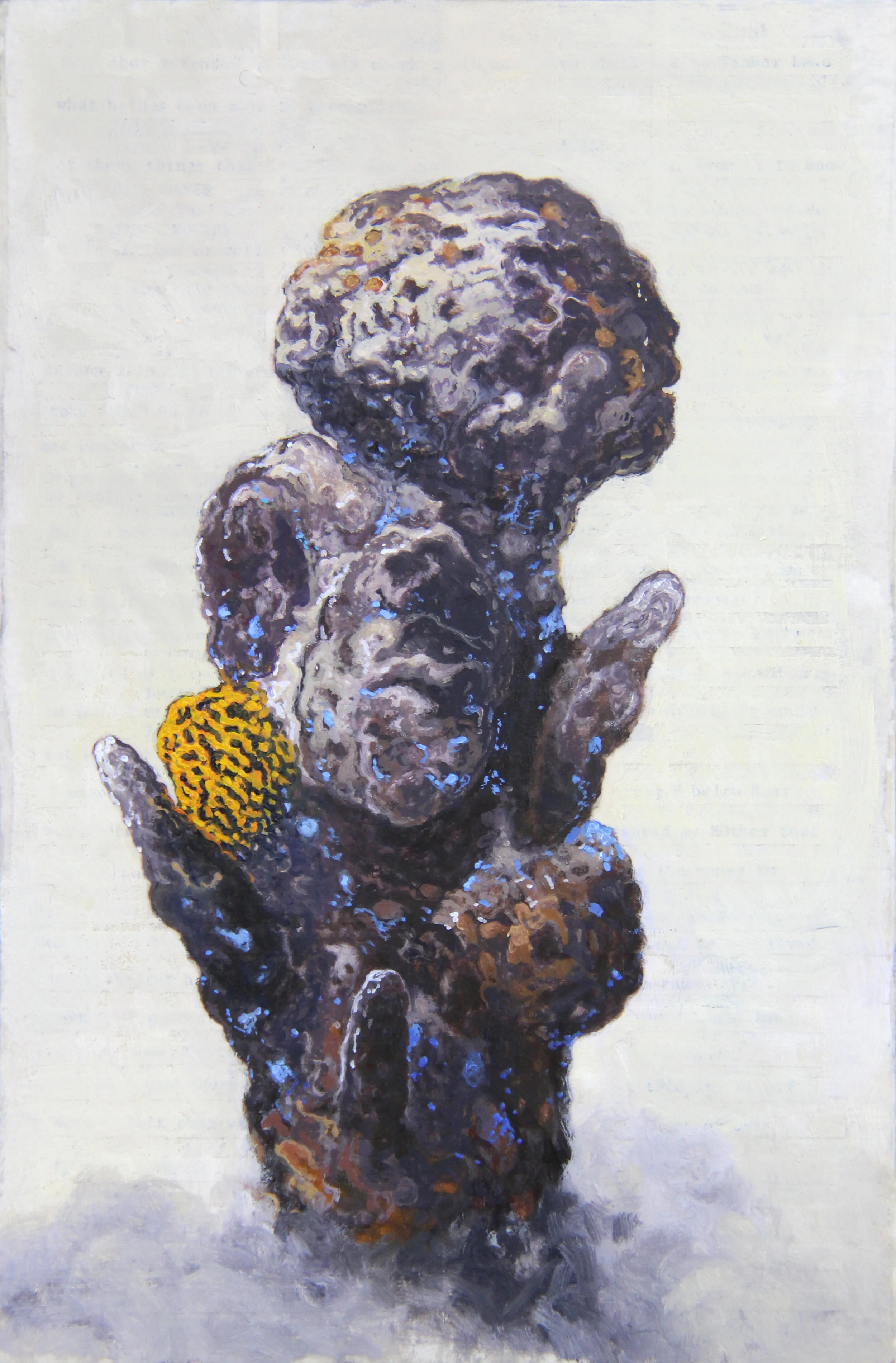  “Airstrike - 37” oil, collage &amp; acrylic on recycled wood, h 11 3/8” x w 7 1/2”, 2019 