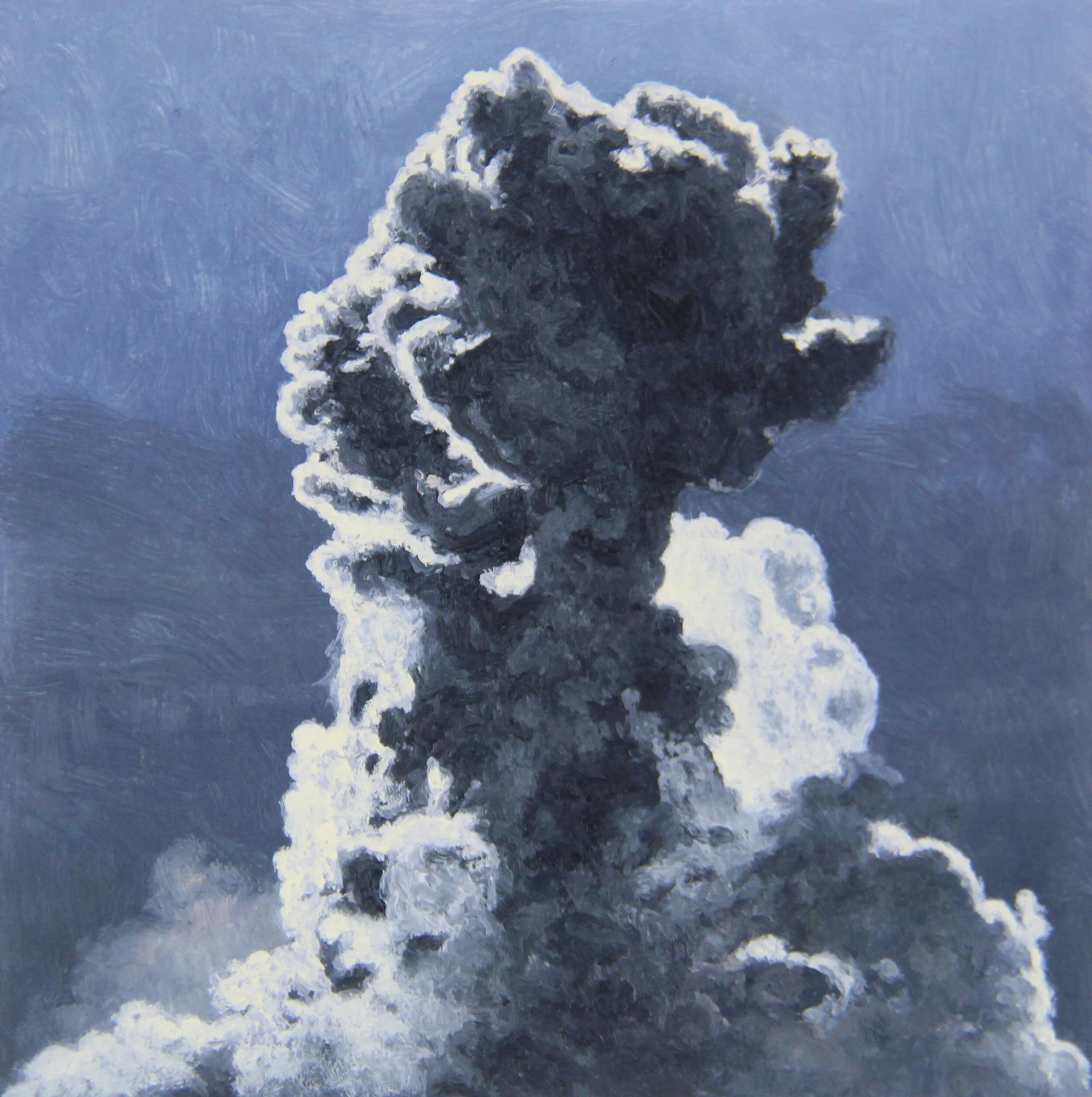  “Airstrike - 40” oil on recycled wood, h 5 1/2” x w 5 1/2”, 2020 