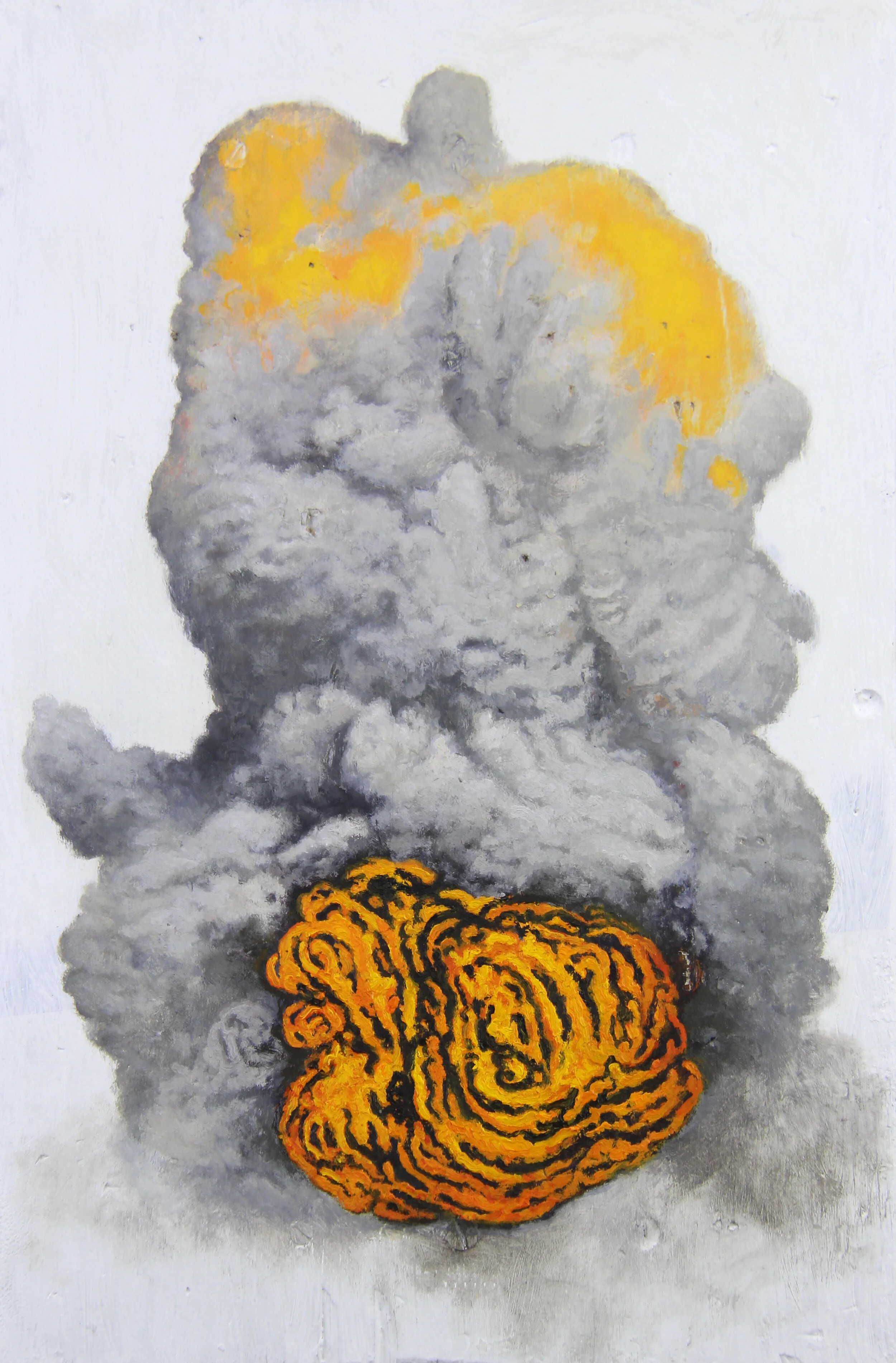  “Airstrike - 50” oil on recycled wood, h 14 1/2” x w 9 1/4”, 2021 