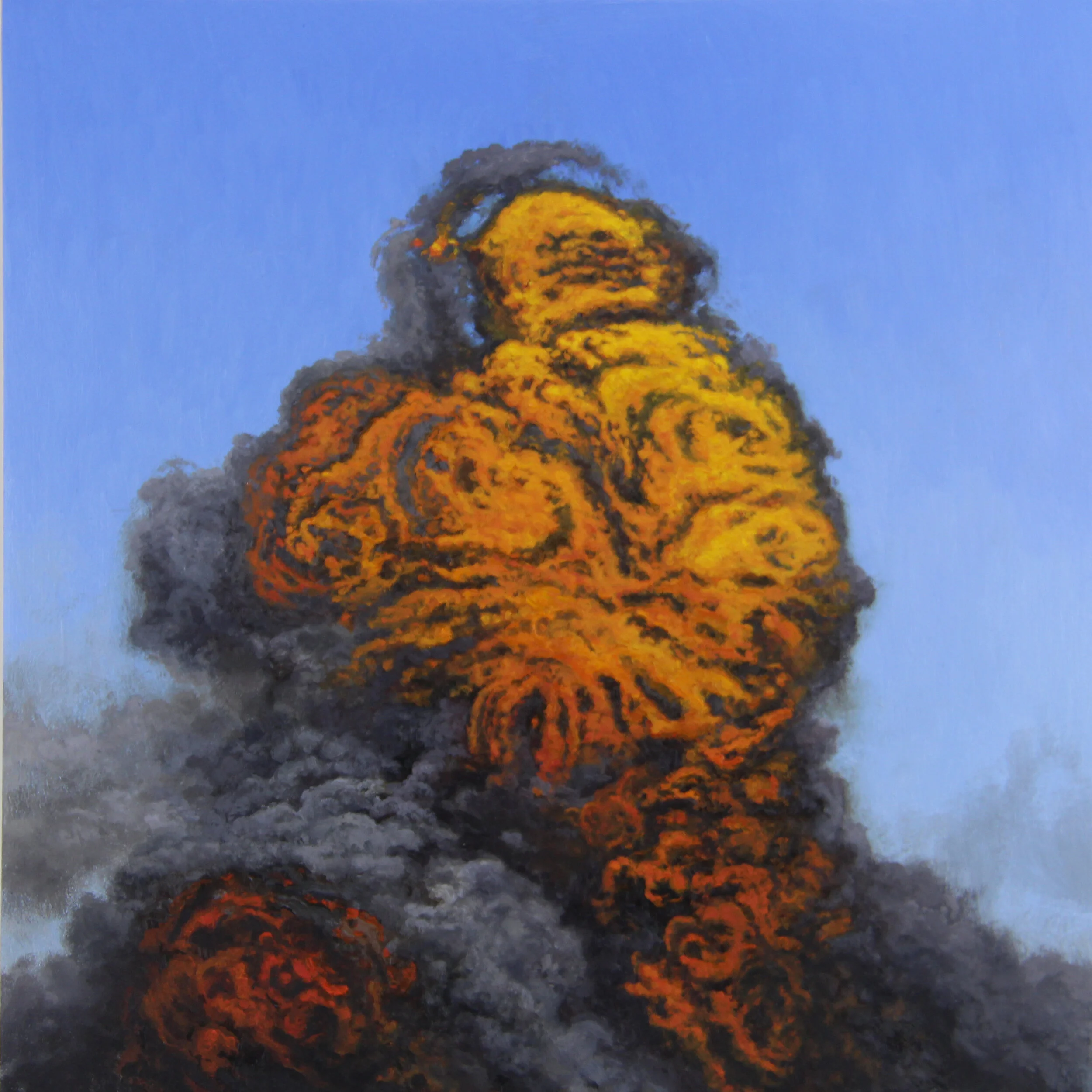  “Airstrike - 51” oil on wood, h 12” x w 12”, 2021 
