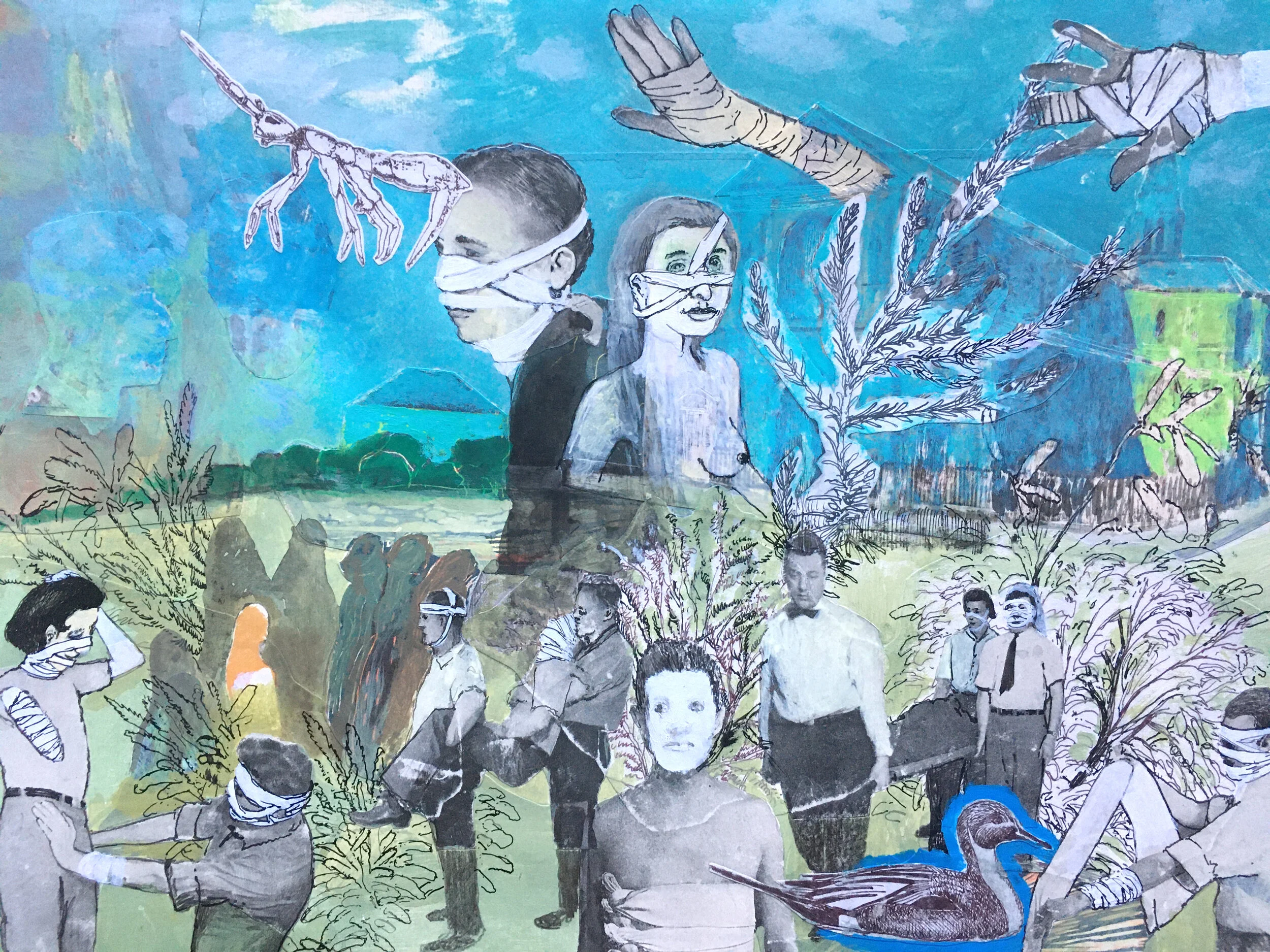  “First Aid” mixed media collage, h 11” x w 14 7/8”, 2020 