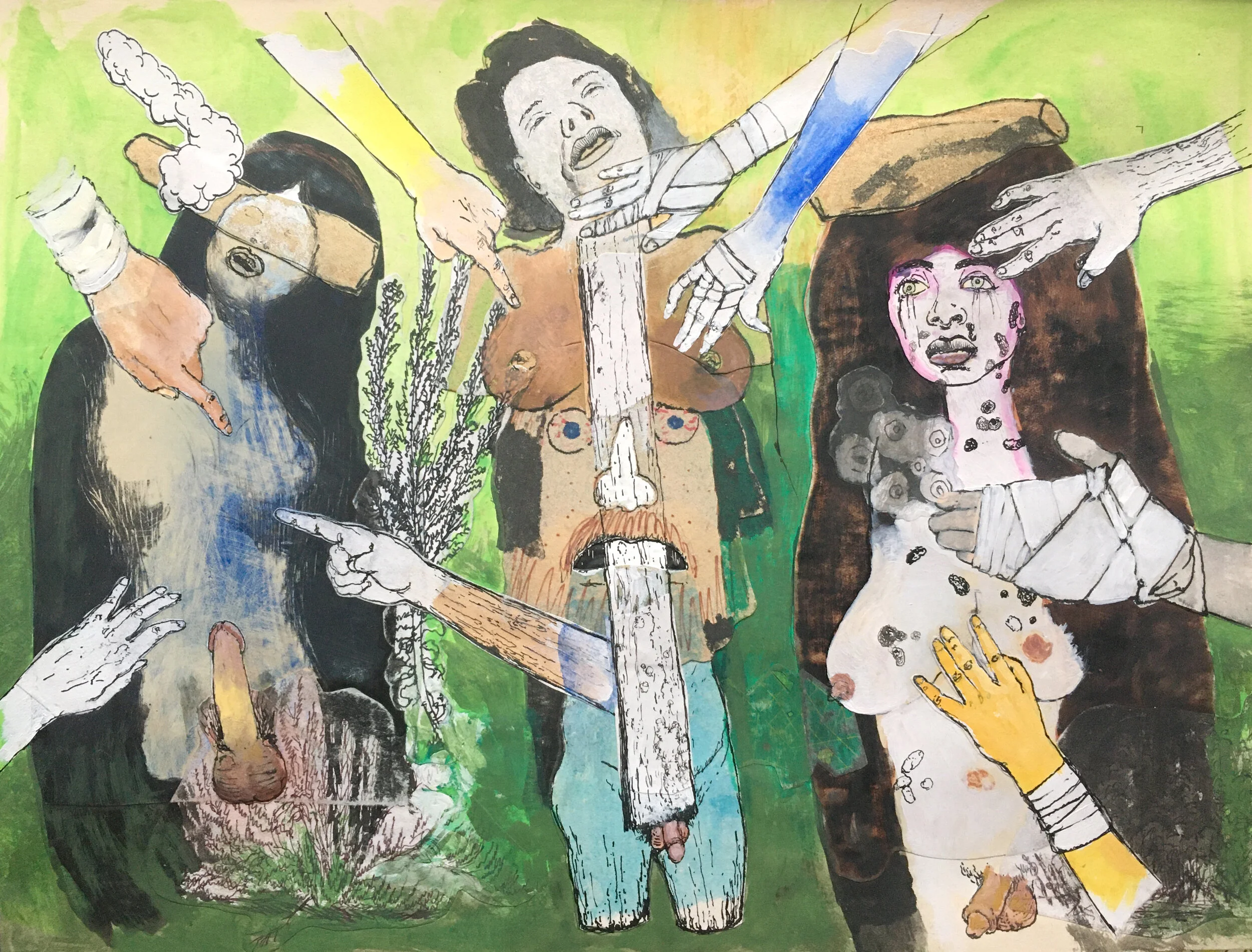  “Bandages” mixed media collage, h 9 3/4” x w 12 3/4”, 2020 