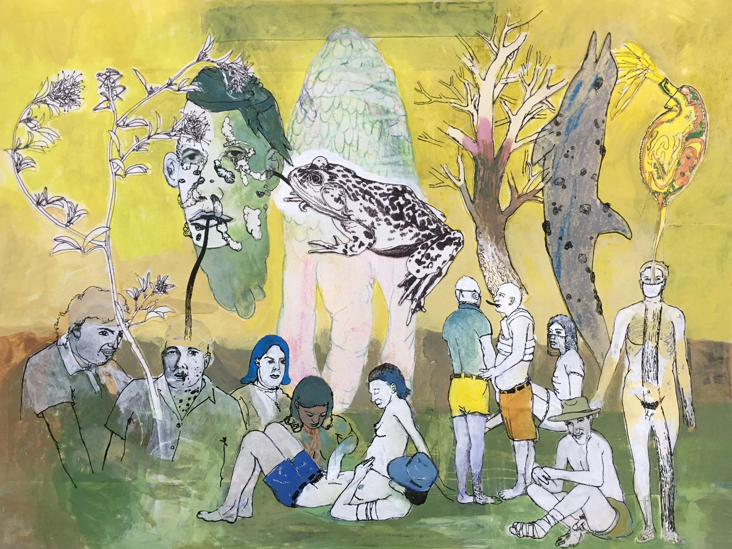  “Frog” mixed media collage, h 11” x w 14 7/8”, 2020 