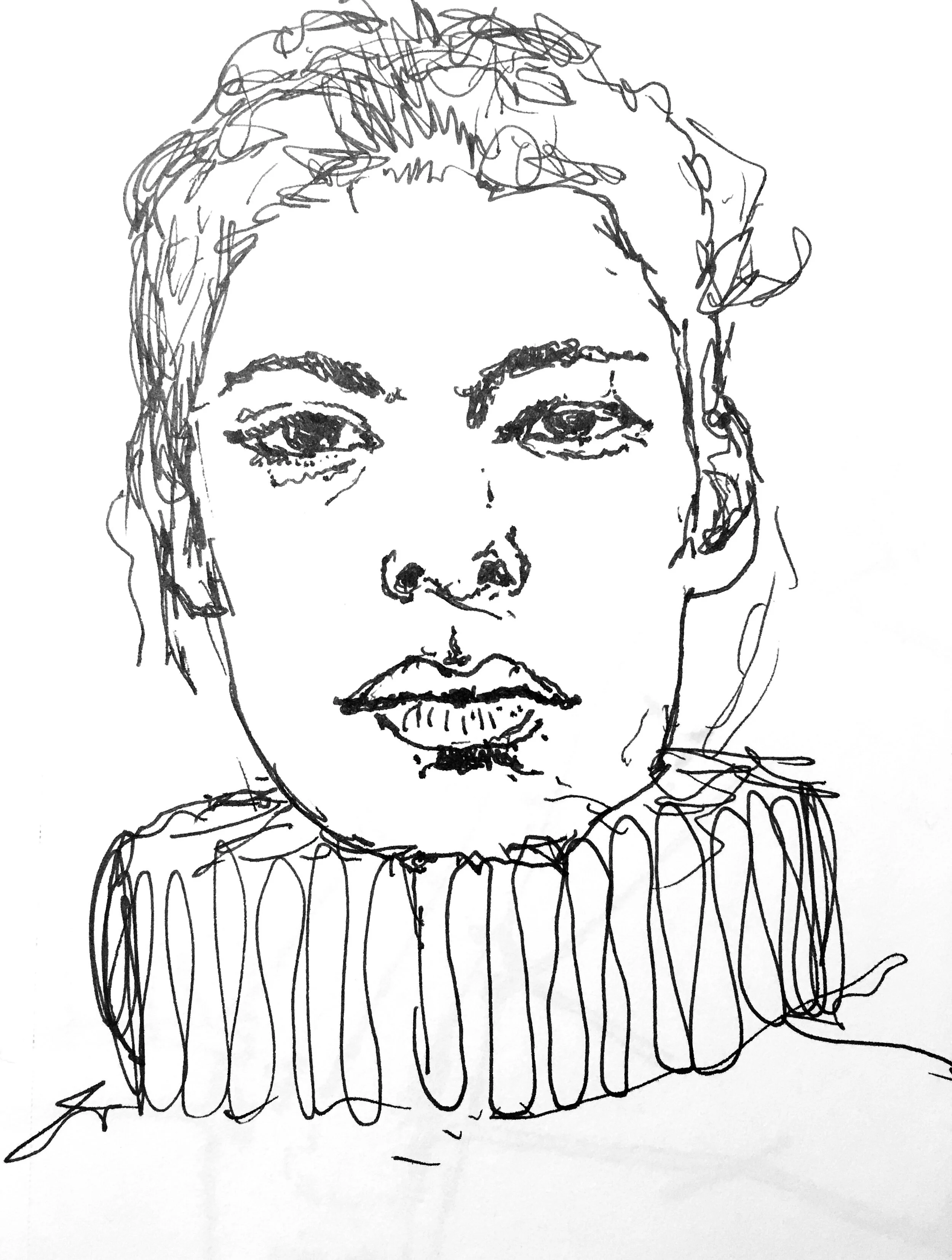  “InstaGirl 02”   ink on paper, h 8” x w 6”, 2020 