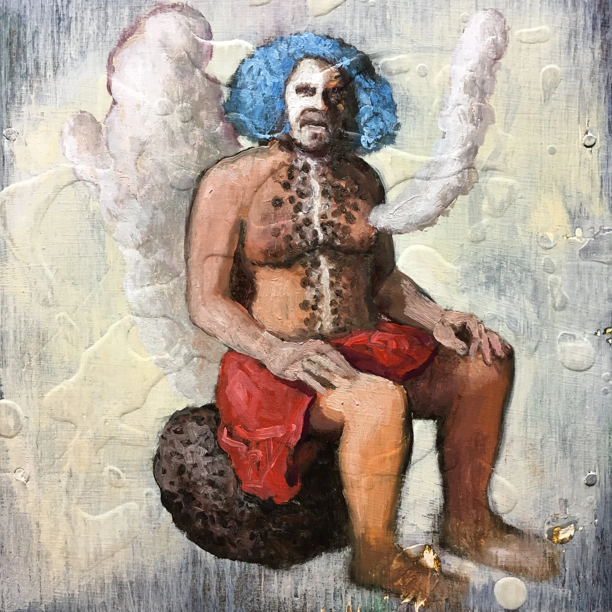  “O Kawika Ua Nalowale” oil on wood, h 6.5” x w 6.5”, 2018 