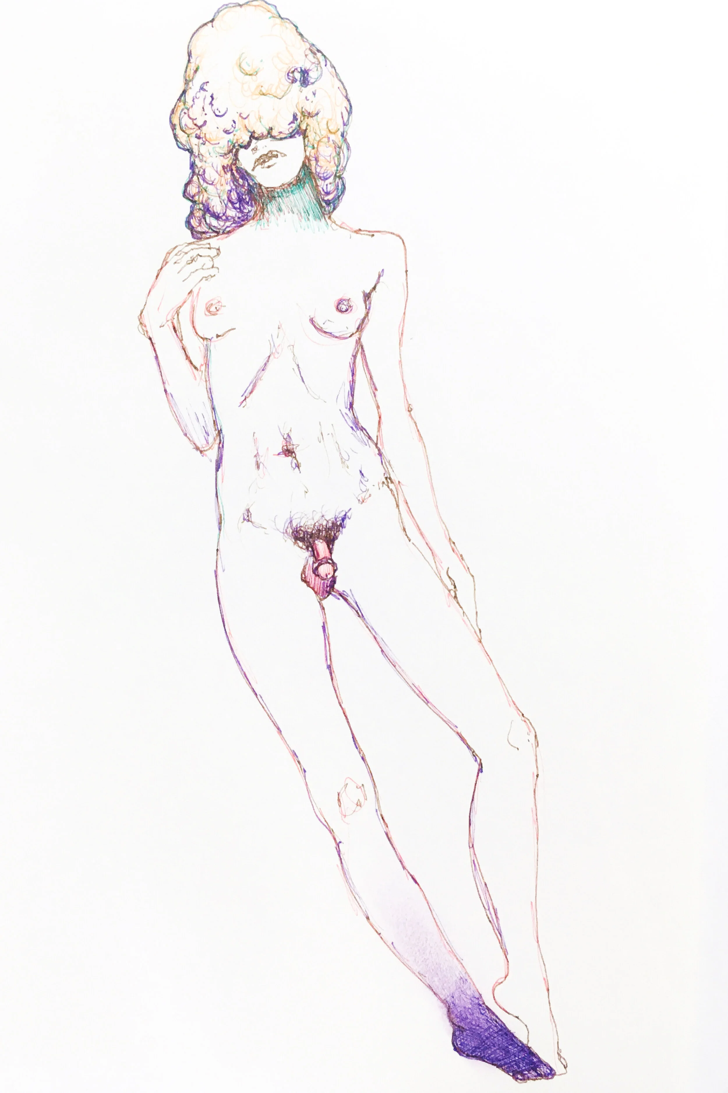  “Afflicted - 08”  marker on paper, h 8.5” x w 5.5”, 2020 