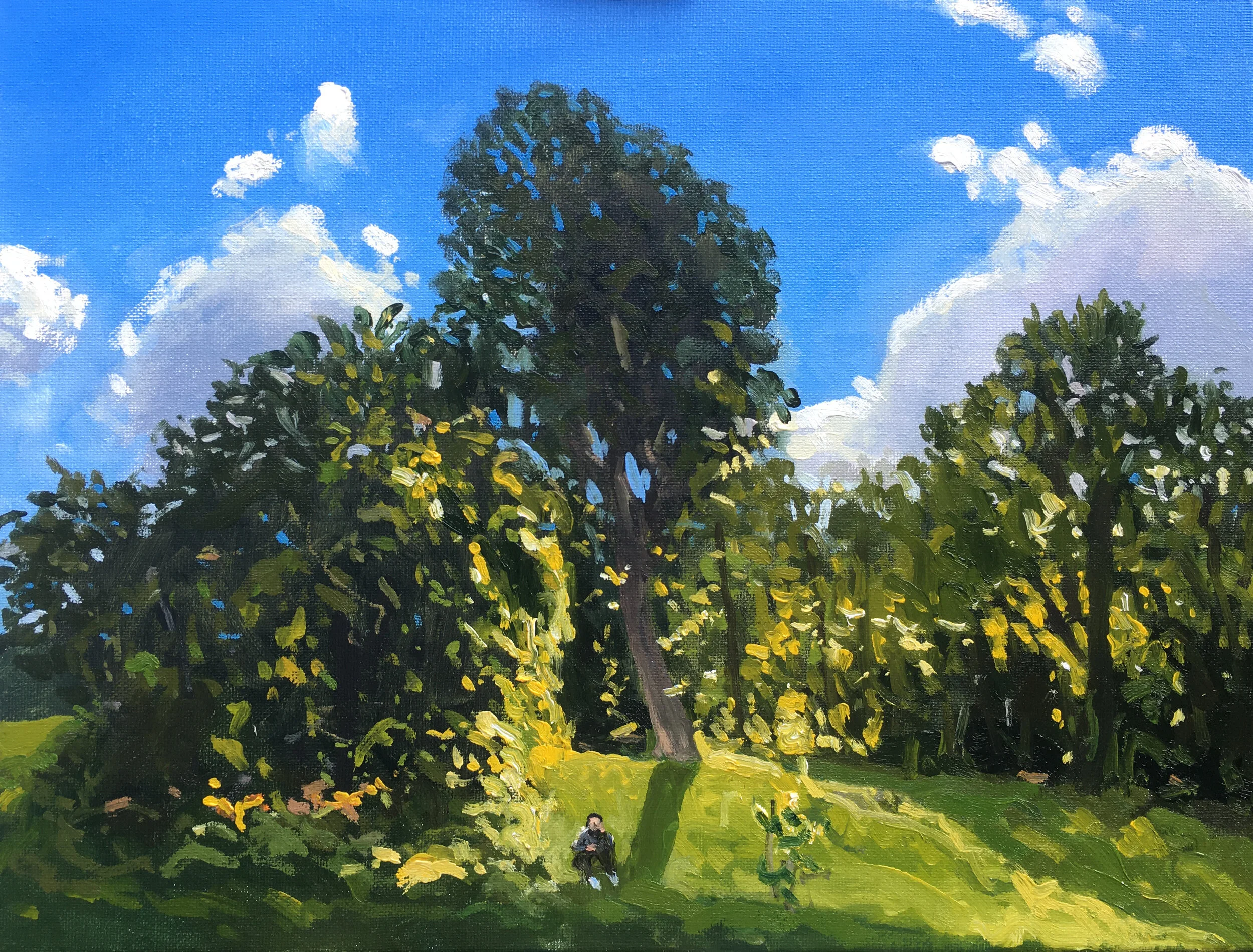  “Painting 25, Prospect Park, Brooklyn” oil on canvas, h 11” x w 14”, 2021 